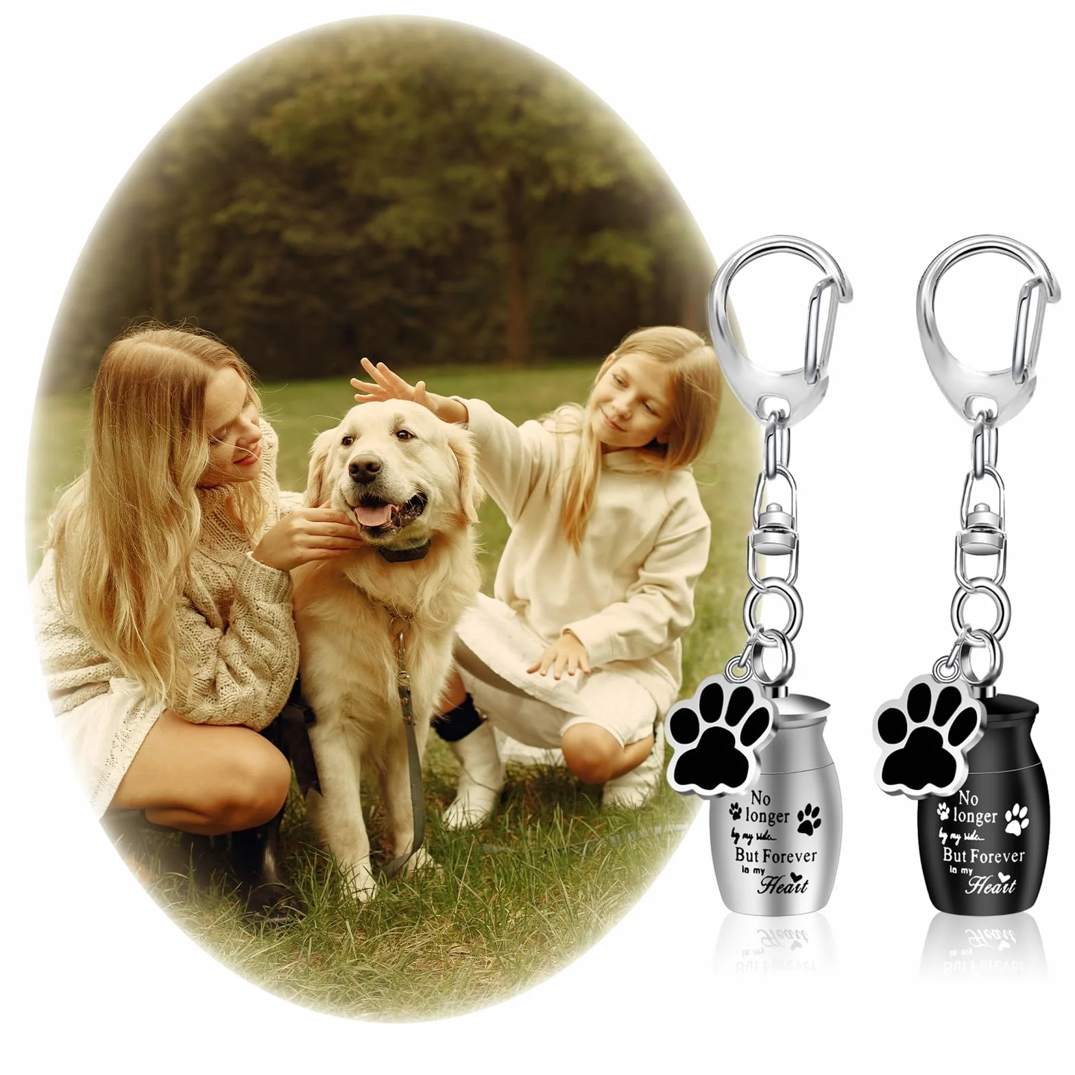 KALIONE 2 urne per animali domestici, portachiavi, urne, per ceneri di cani, ceneri in acciaio inox, piccole urne per cani, gatti, ceneri con sacchetti per riporre animali domestici, gioielli per