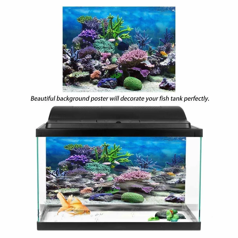 Fdit Acquario Sfondo Poster Fish Tank Sfondo PVC Adesivo Underwater Reef Decor Carta Adesiva Stickers Decalcomanie(76 * 30cm)