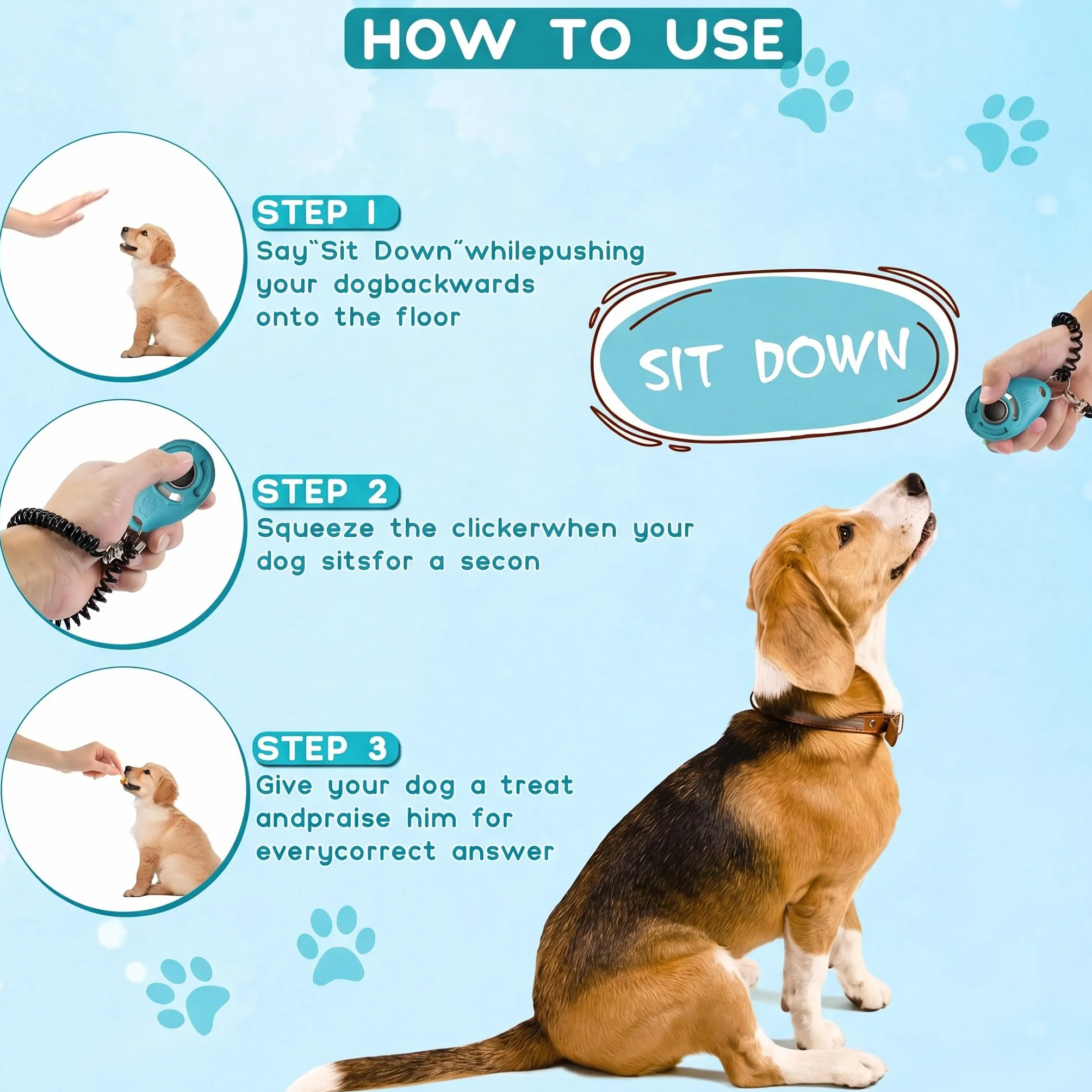 Newnewstar Pet Training clicker con Cinturino da Polso – Dog Training Clickers, New Black + Blue
