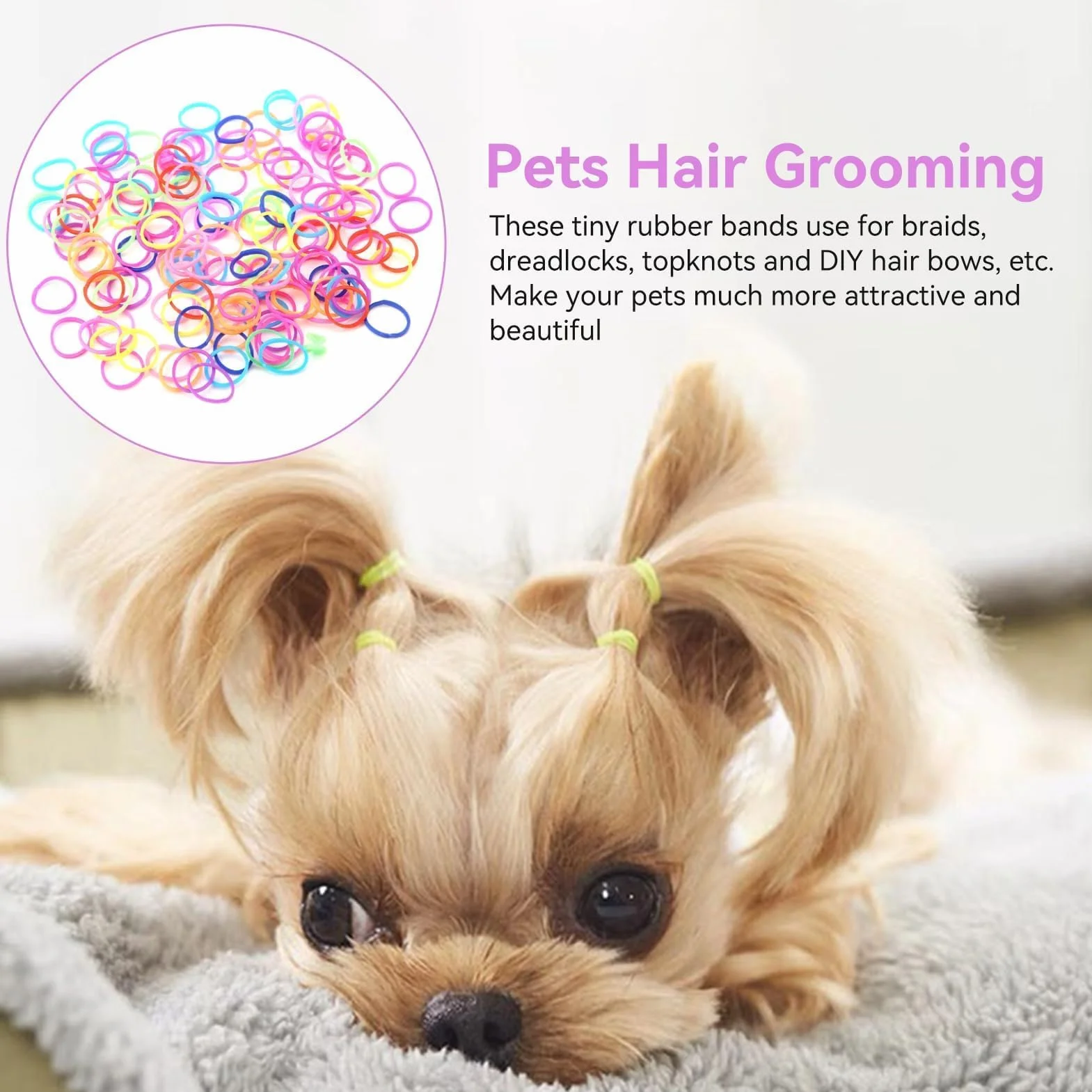 10 Confezioni Elastici per Cani, Elastici Piccoli Coloful Mini Scrunchies per Cani Elastici per Capelli Cravatte per Capelli Accessori per Capelli per Toelettatura Cani Fai da Te per Cani Gatti