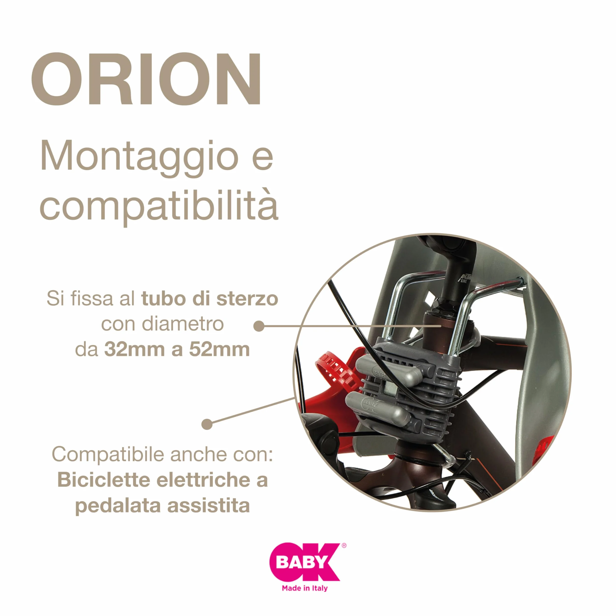 OKBABY Orion - Seggiolino Anteriore per Bambini, Sicurezza in Bicicletta dai 7/8 Mesi (15 kg), Compatibile con biciclette elettriche a pedalata assistita, Blu e Rosso, 54x45x33 cm (HxLxP)