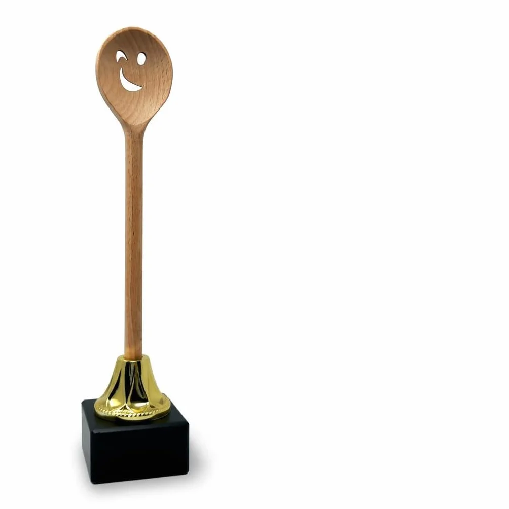 Generico Trofeo Cucchiaio di Legno Fantacalcio – Ultimo Classificato – Base in Marmo con Targhetta Personalizzata Omaggio