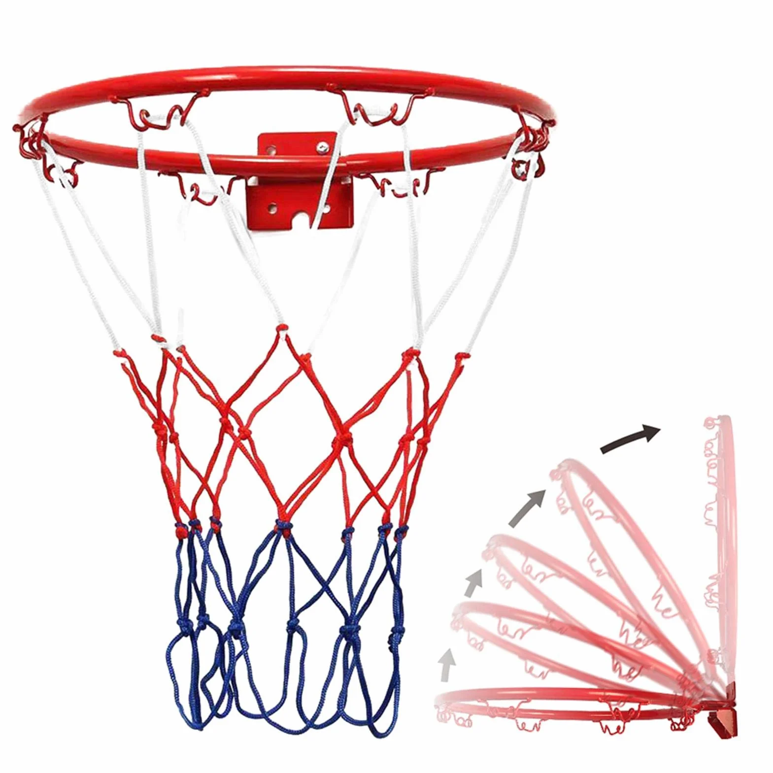 Canestro da Basket da Muro in Ferro con Rete, 32cm, per Esterno e Interno