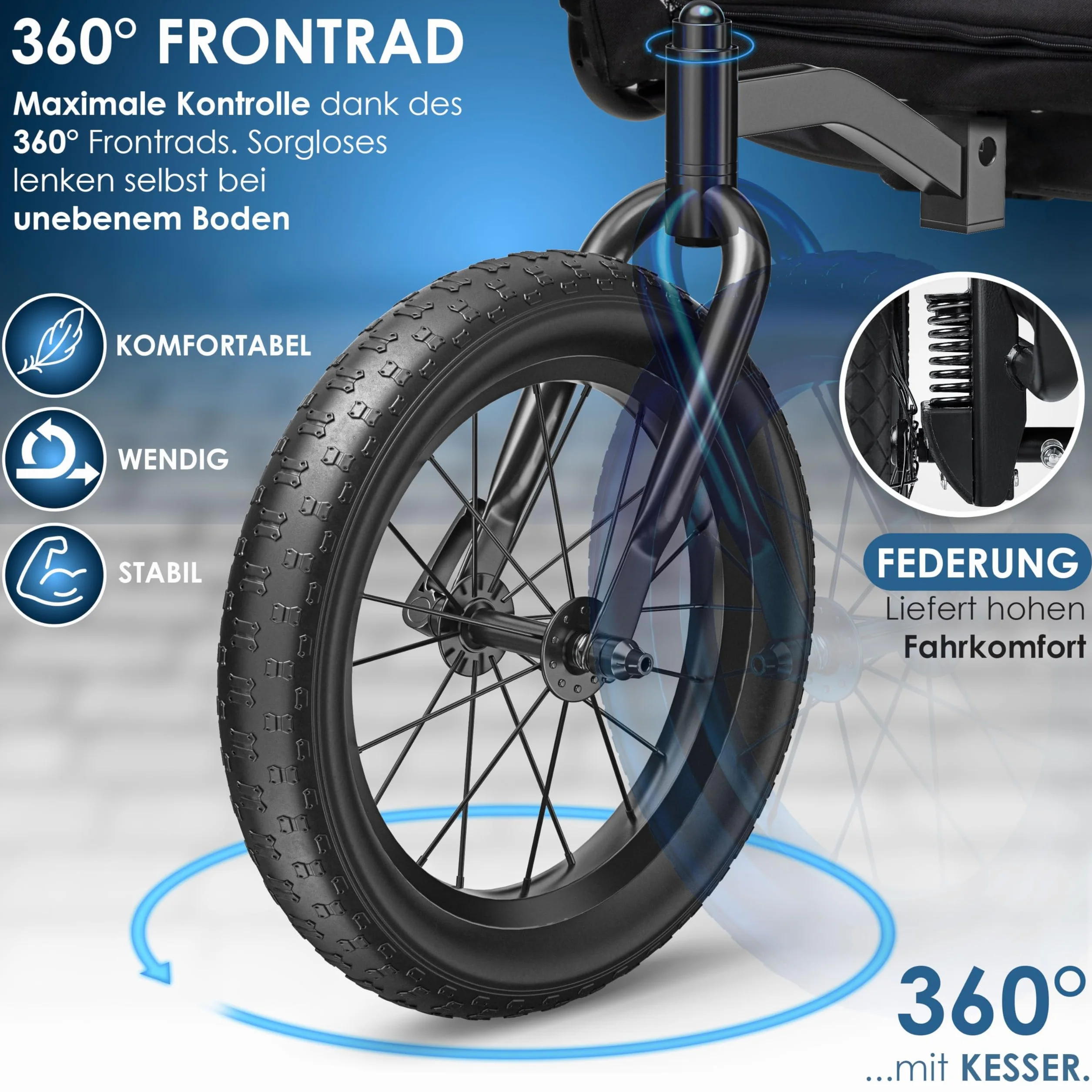 KESSER® Boxer 3-in-1 Rimorchio per Cani, circa 240 Litri di Volume, Tela Oxford 600D, SmartSpace Concept, max. 40 kg incluso Supporto per Bevande e Smartphone, molleggiato