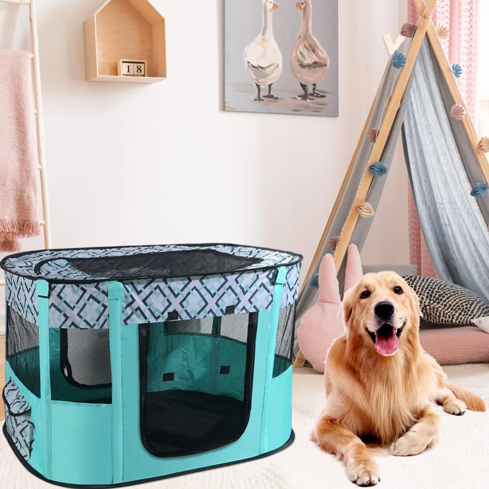 Recinto per cuccioli 110x85x58cm per cani gatti conigli piccoli animali interni esterni