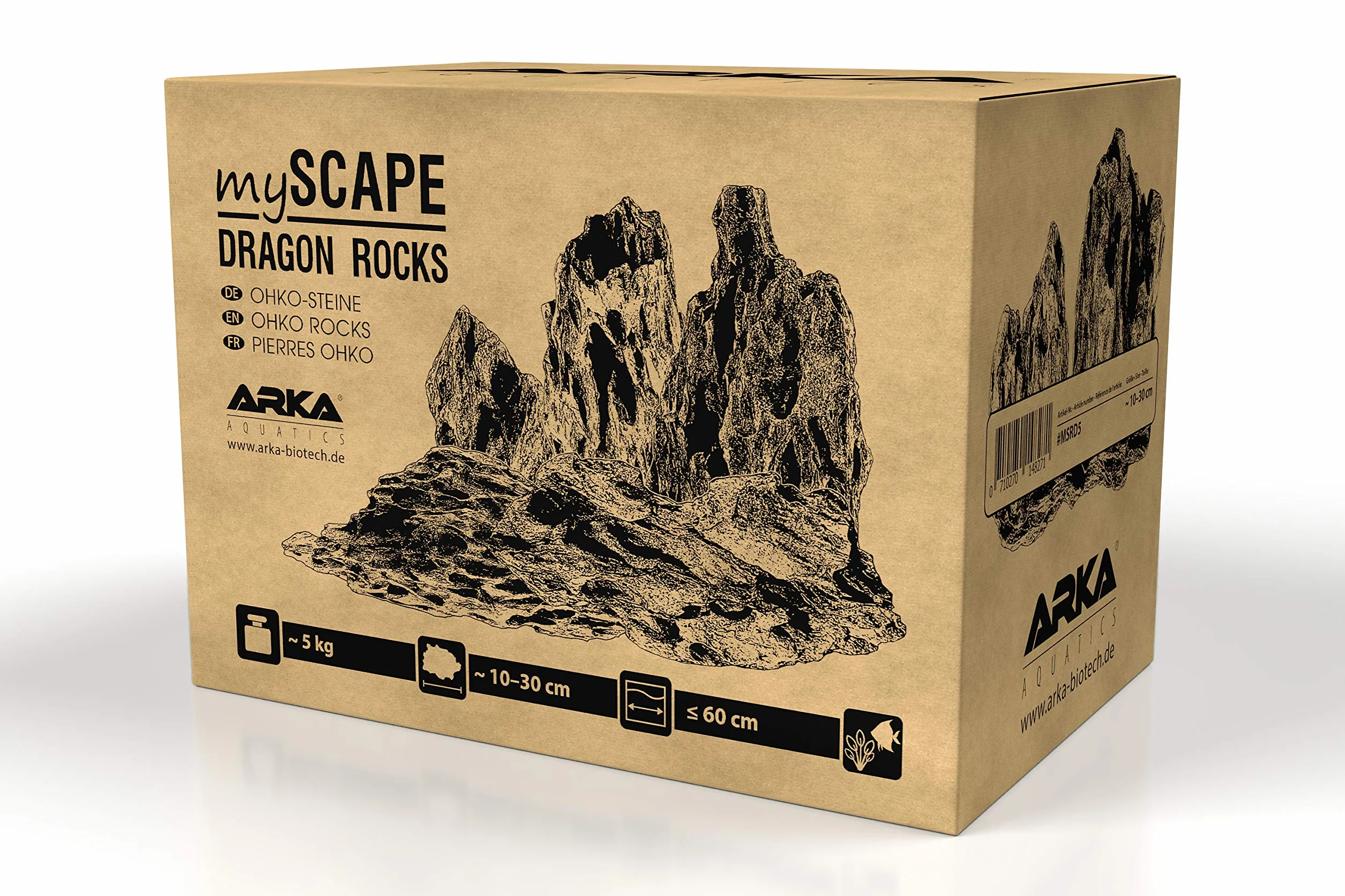 ARKA Rocce Dragon 5 kg mySCAPE – Set Rocce Naturali per aquascaping Dolce – Mix 10–30 cm Ideale per Nano acquari Fino a 80 L – strutturate, porose, piantabili – per Scape Iwagumi, Triangolo, Isola