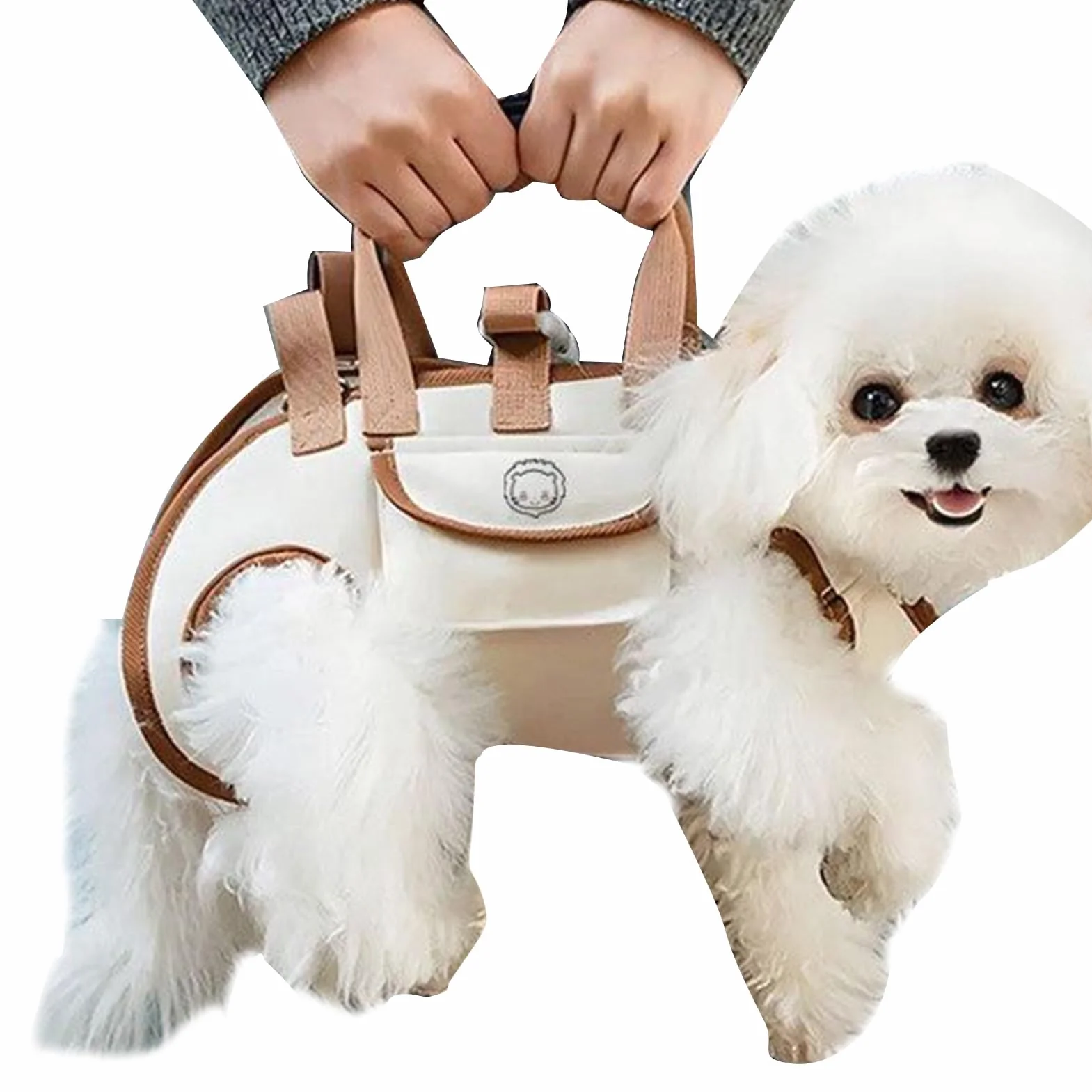 Zaino per il trasporto del cane, zaino per il trasporto di animali domestici con borsa per snack, cinghie traspiranti regolabili per auto, calmante, passeggiate, escursionismo, campeggio, allenamento