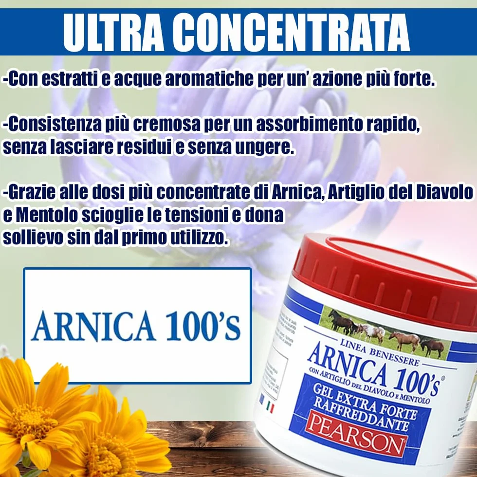 Arnica Gel Extraforte Raffreddante Pearson 500 ml per Cavalli con Artiglio del Diavolo e Mentolo