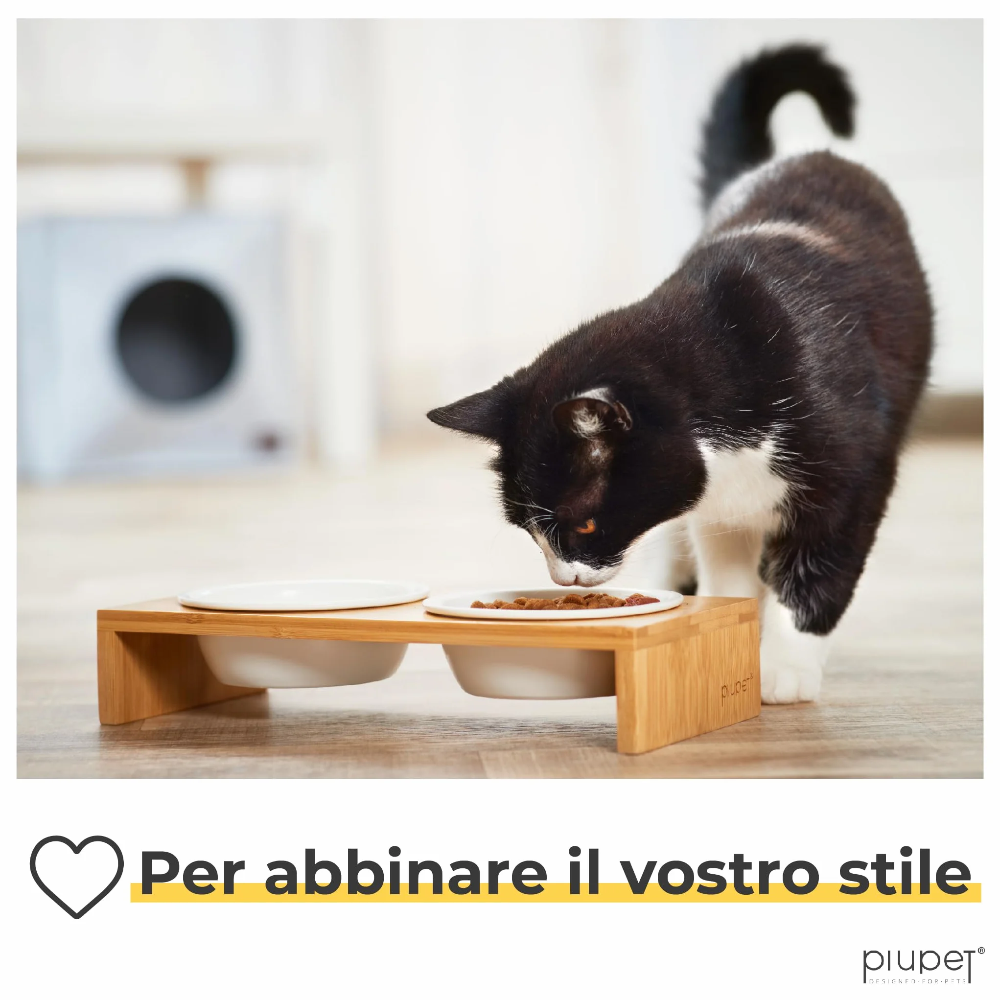 PiuPet® 2 Ciotole rialzate per gatti cani, 250ml, piccole