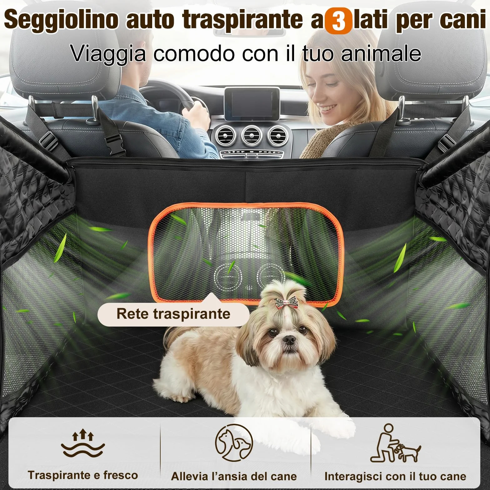 X XBEN Seggiolino Auto per Cani Allargato 50%, Extra Stabile Seggiolino Cane Auto con Portata 68KG, Trasportino per Cani Veicoli con Rete Traspirante e Cintura di Sicurezza, Impermeabile e Pieghevole