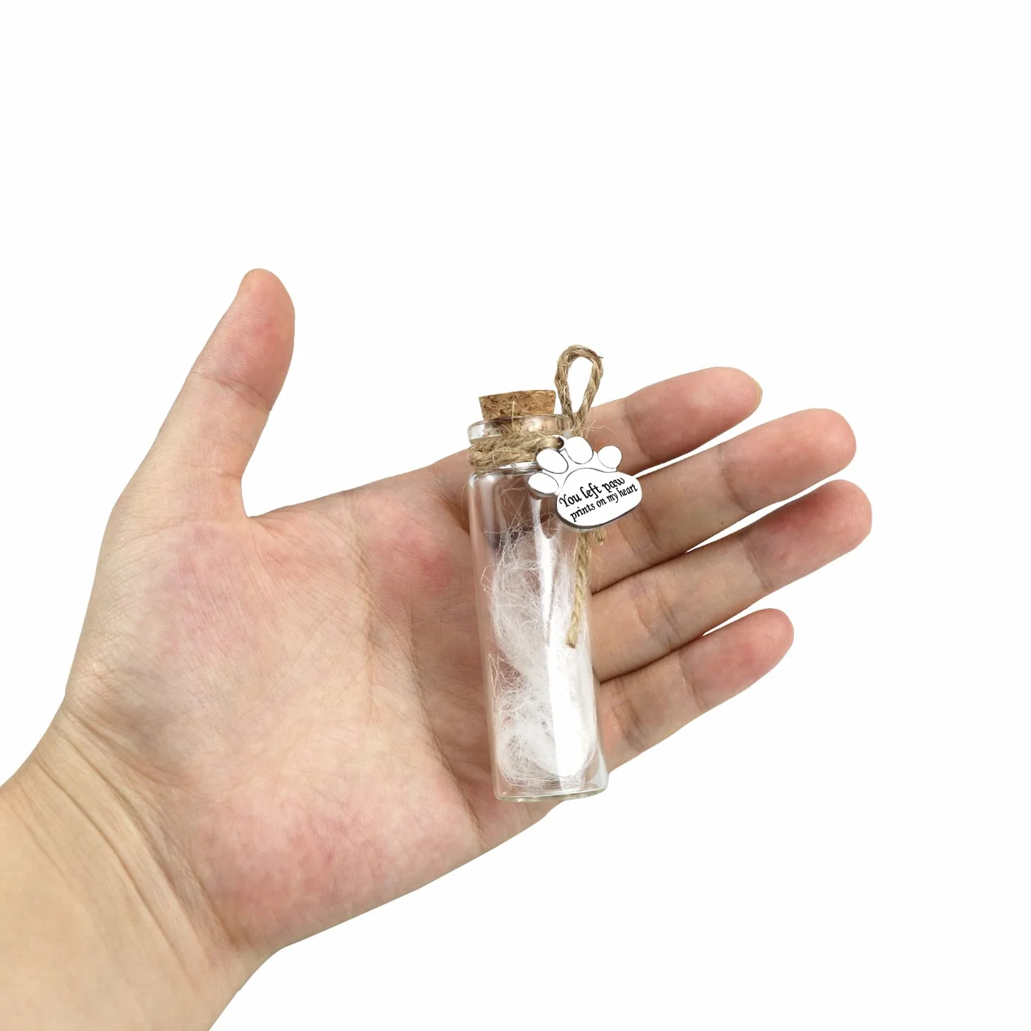free-space Bottiglia commemorativa per peli di Animali Domestici, fiala di Vetro per Cenere o Capelli Cane o Gatto ricordo Regalo per la Perdita di Animali Domestici (2pcs Bottle)