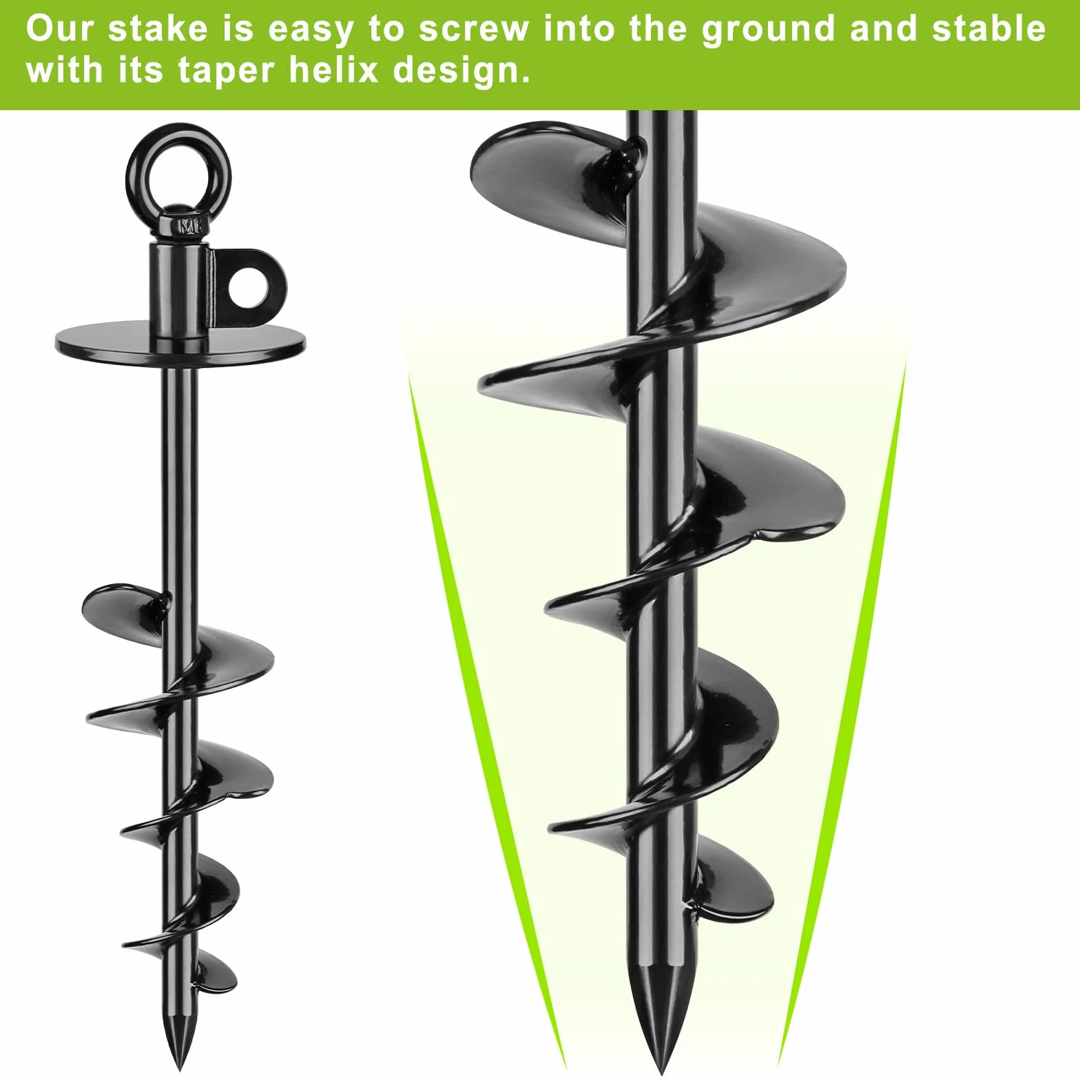 Palo per cani 38 cm, resistente fino a 99,8 kg, nessun groviglio, facile da installare, ideale per cortile, campeggio e spiaggia, confezione da 1 (nero)