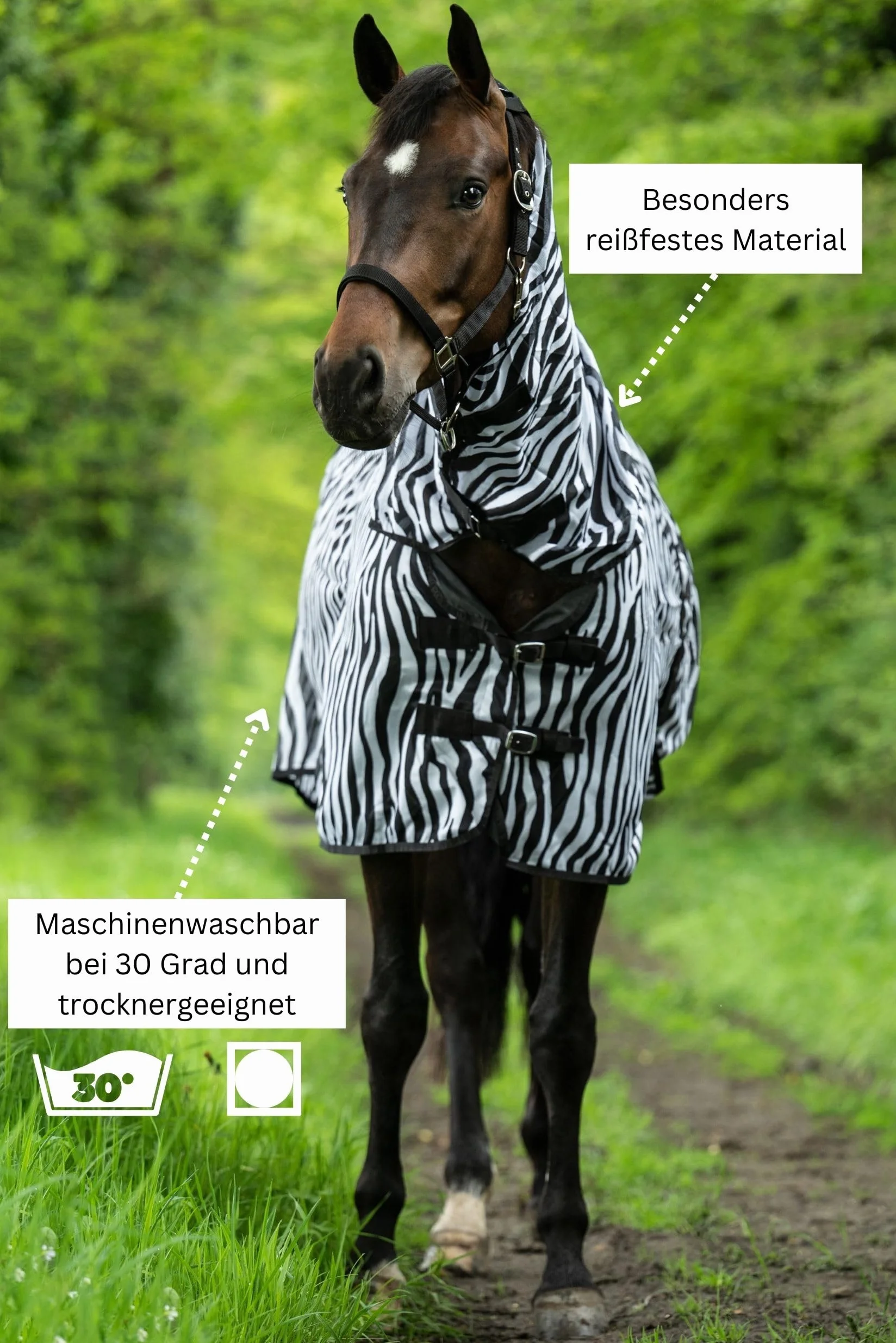 HKM Coperta per mosche con collo zebra, misura M
