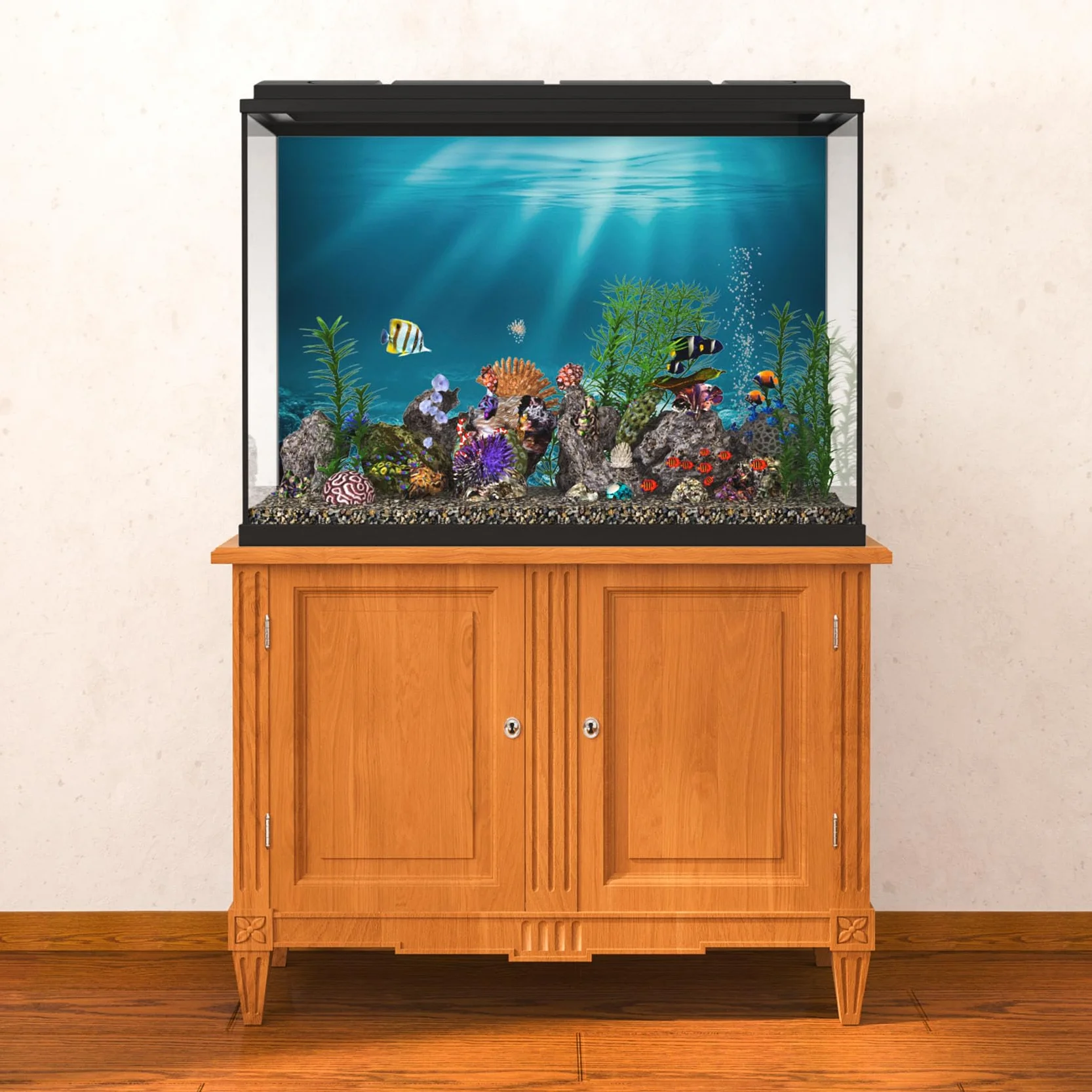 61x30cm Sottomarino Tema Acquario Sfondo Sole Subacqueo Mondo Pesce Serbatoio Poster Sfondo Vinile Sfondo