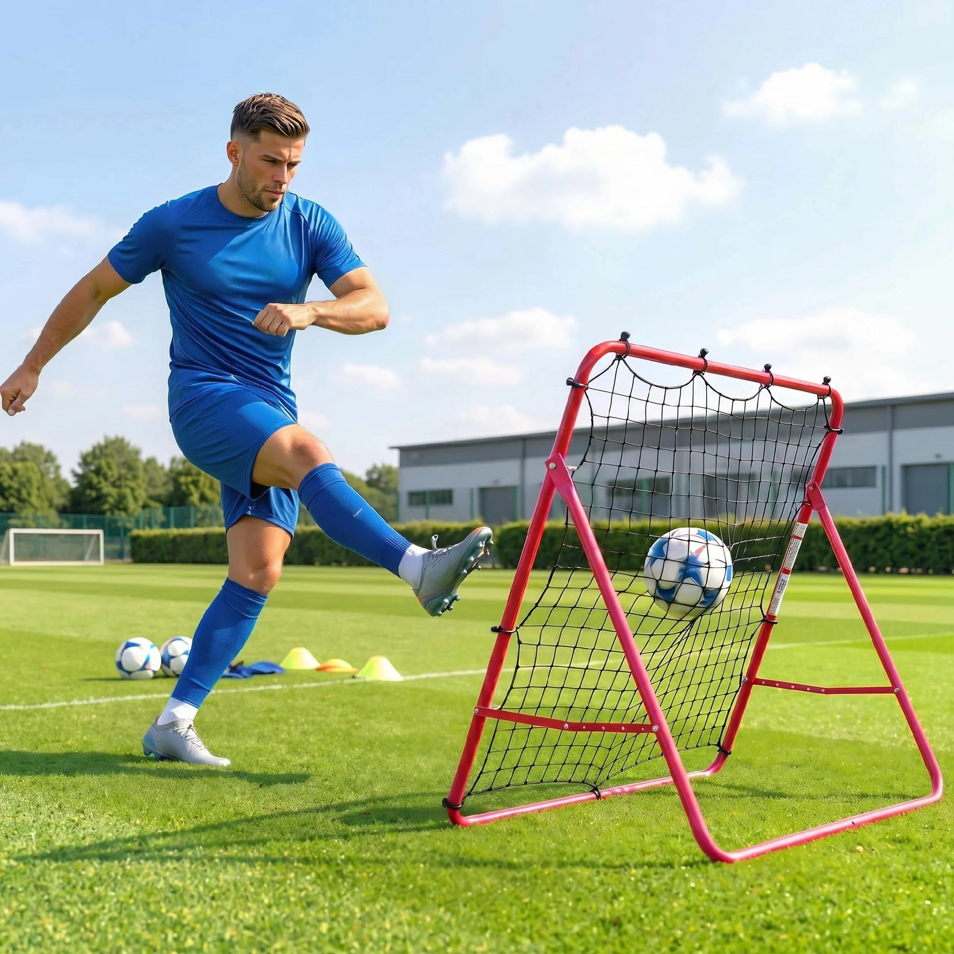 SPORTNOW Rete Rebounder per Calcio, Facile da Montare, Rete Rimbalzo Calcio con 5 Angolazioni Regolabili, Attrezzatura Portatile per Allenamento Calcio, Baseball e Softball in Giardino Parco