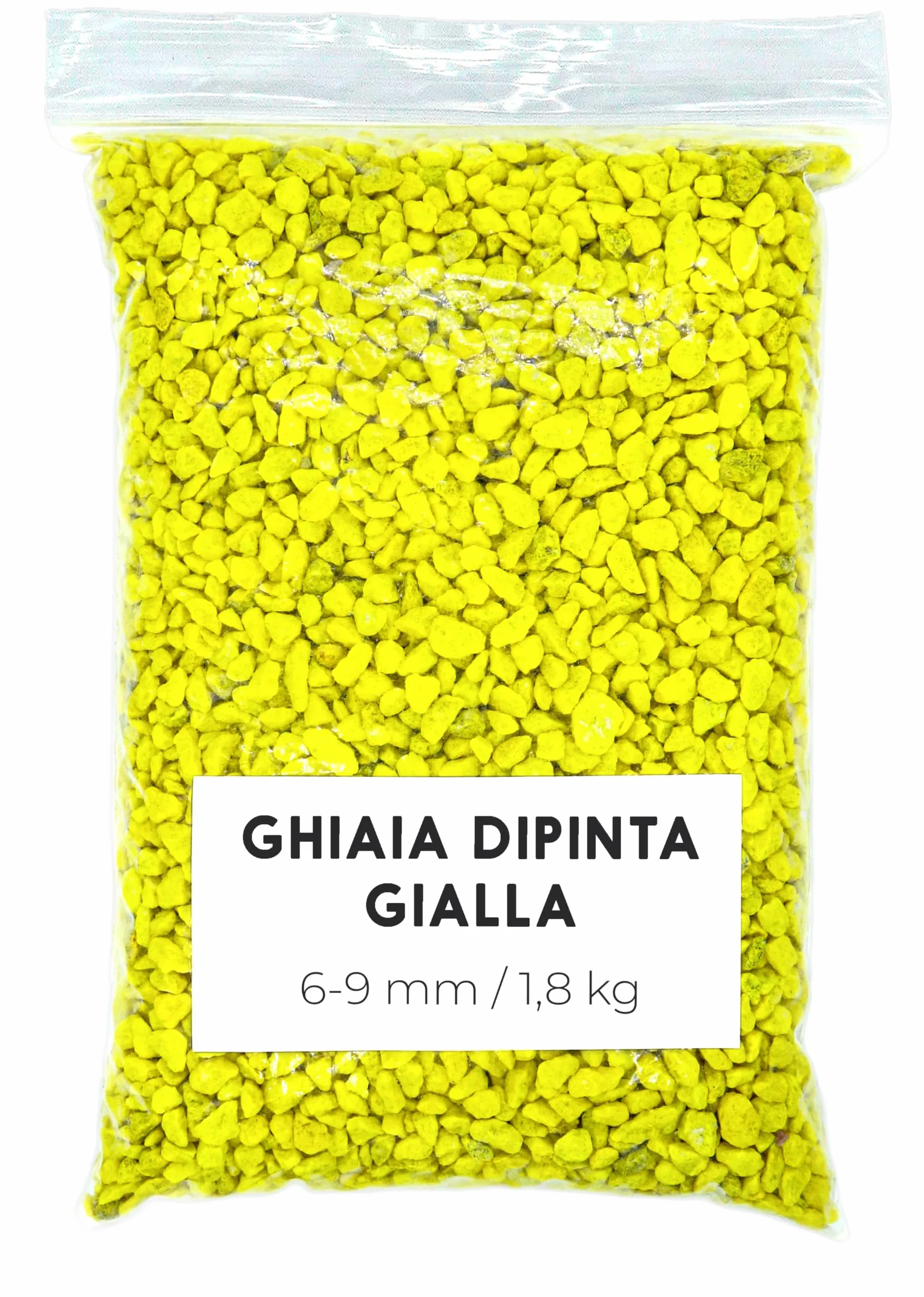 Sassolini Colorati Giallo 1,8Kg - Sassolini Decorativi per Vasi - Sassi Decorativi per Vasi - Pietre Colorate - Pietre Decorative - Pietre Colorate per Decorazioni (6-9 mm) (Giallo)