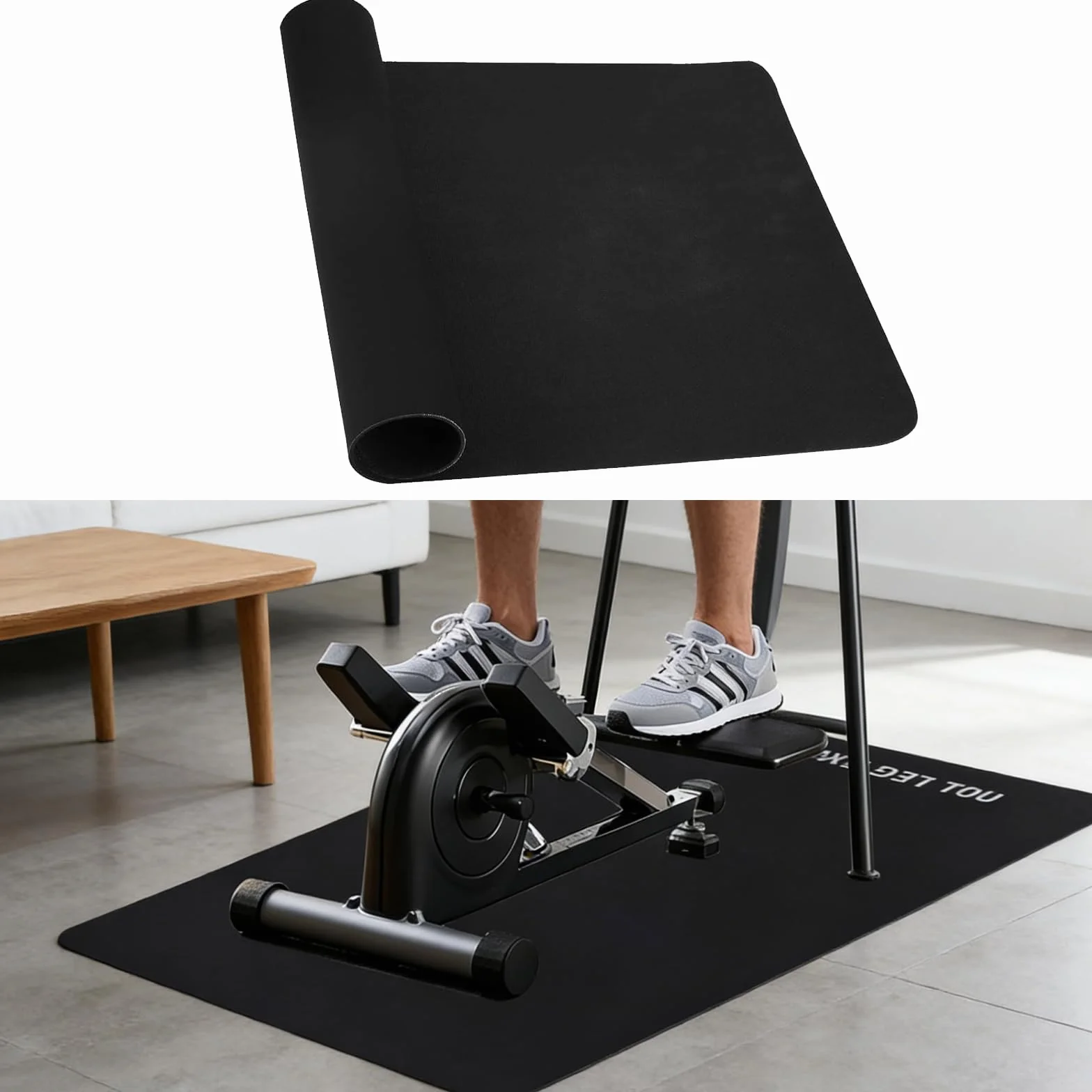 60 x 40cm Upgraded Tappetino Fitness, Tappetino per Palestra Anti-Rumore e Anti-Scivolo con Protezione Pavimento per Home Trainer, Ellittica, Pedaltrainer e Attrezzatura Gym