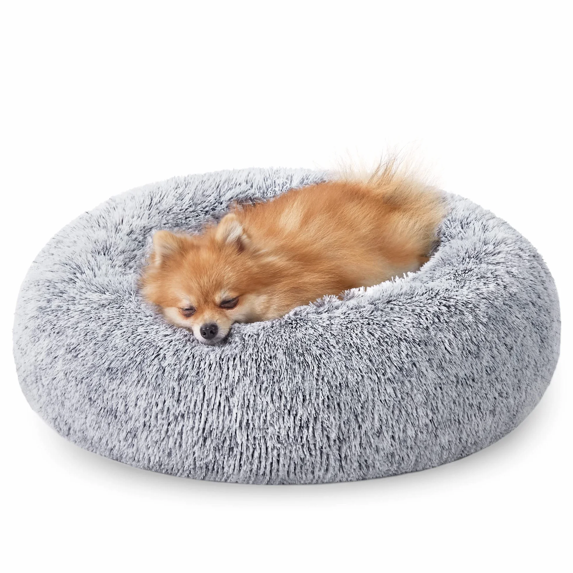 Feandrea Cuccia Cane Interno a Ciambella, Cuscino Lavabile, Diametro 60 cm, Grigio Ombré