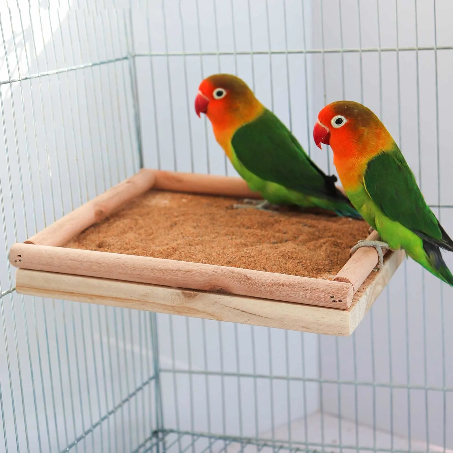Piattaforma Appollaiatoio per Uccelli in Legno Naturale 20x20 cm per Gabbie Pappagalli Pappagallini Inseparabili