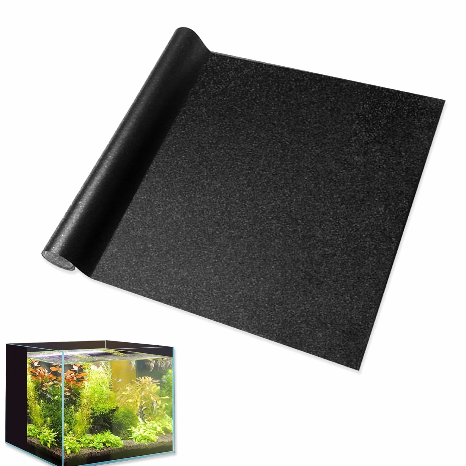 Pellicola per Acquario Autoadesiva, Pellicola per Fondo Acquario 200x40cm PVC Adesivo Statico Nero Tagliabile per Fondo Acquario Terrario