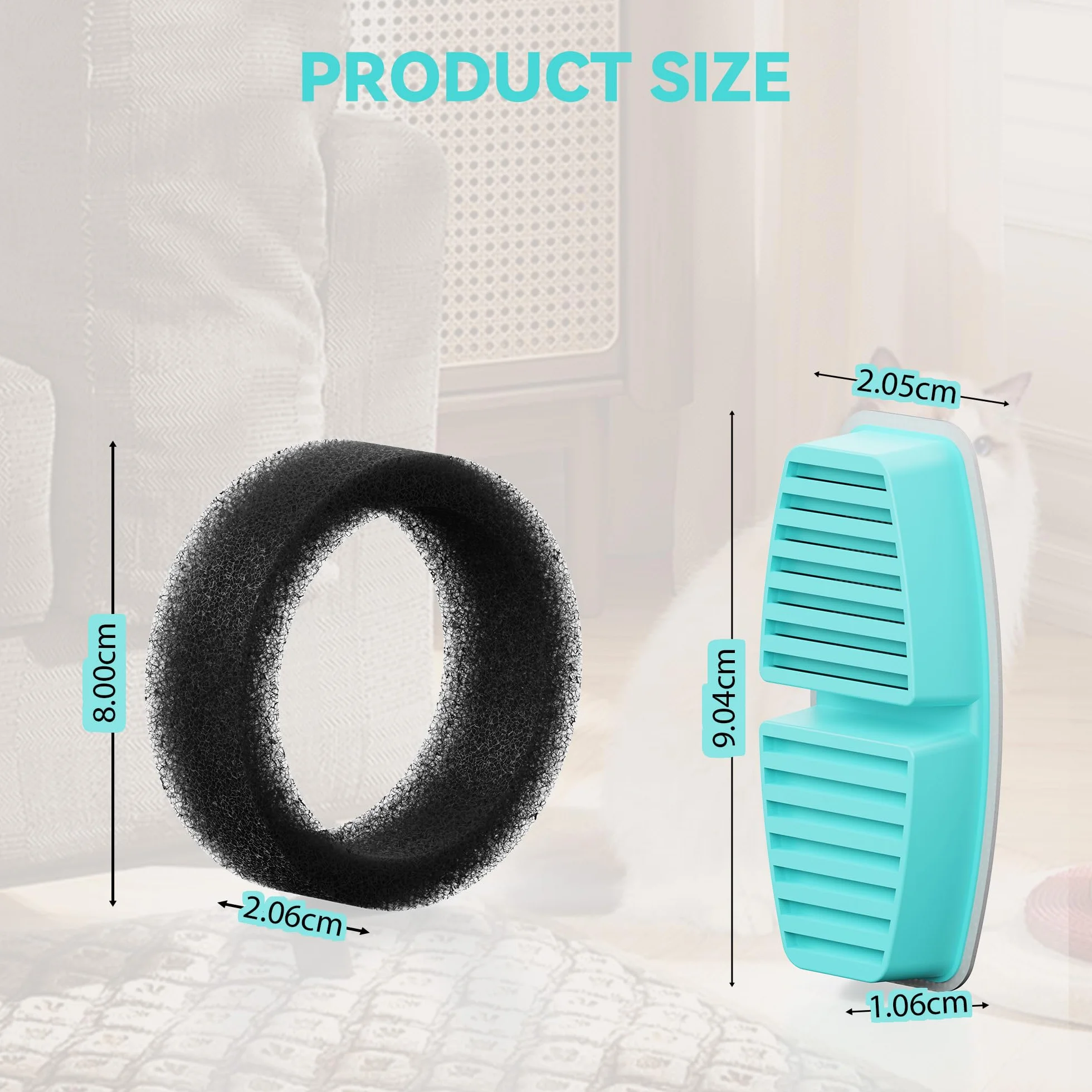 Filter BEMOONY Fontanella per Gatti Filtro, 6 Filtri a Carbone + 6 Spugne, Multi-Filtrazione, per 3.2L Fontana Per Gatti(H7), Filtrazione dei Peli Galleggianti, Addolcimento Dell'Acqua