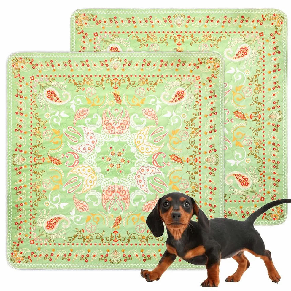 Cuscinetti lavabili per cani, confezione da 2 tappetini riutilizzabili per addestramento cuccioli 80 x 80 cm, super assorbenti, tappetini impermeabili per addestramento cani, tappetini antiscivolo per