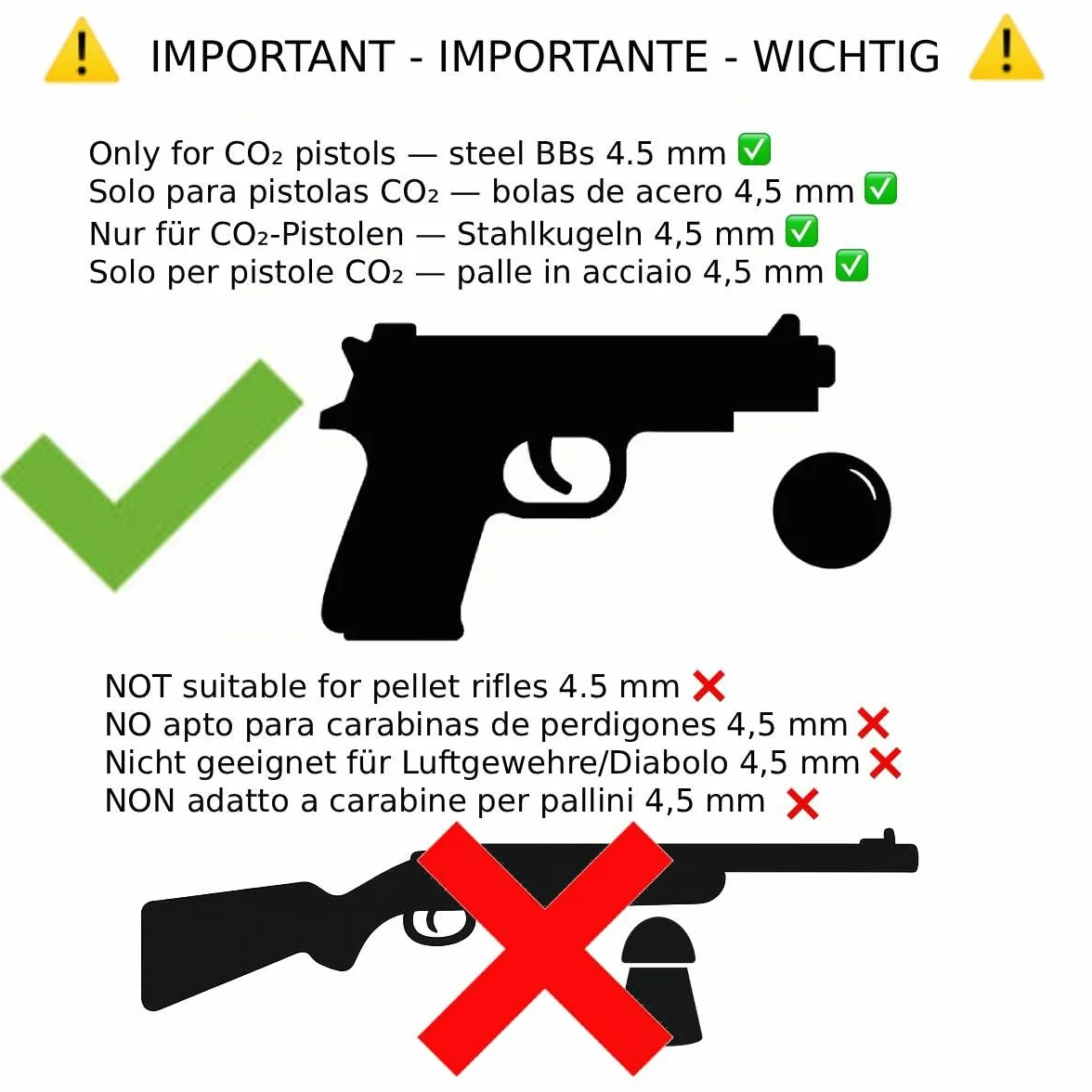 Sfere in acciaio calibro 4,5 mm per pistole ad aria compressa CO2, flacone 3000 unità