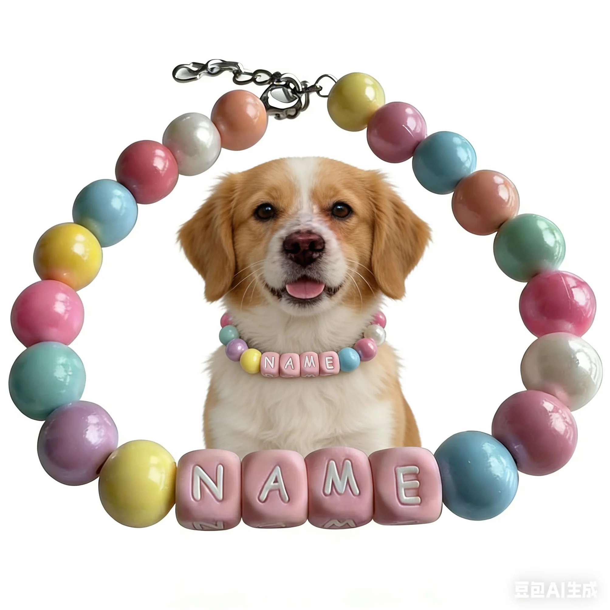 Collare per cani con perline in silicone personalizzato con nome, gioiello per animali domestici
