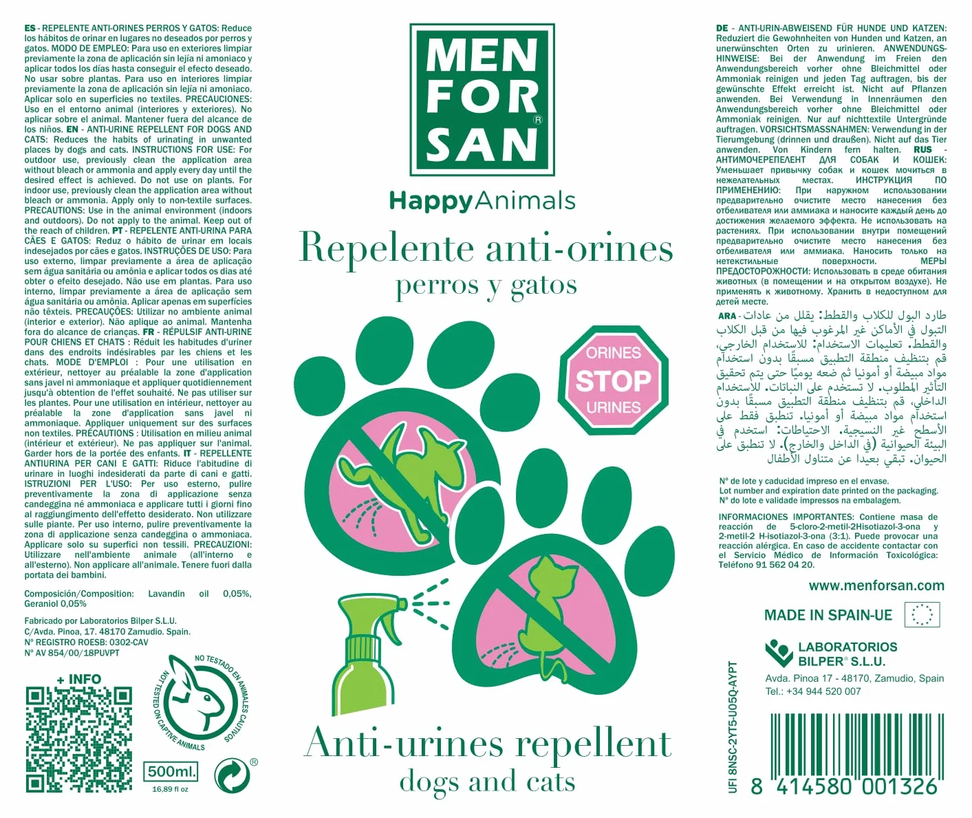 MENFORSAN Antiurine Contro Urina di Cane e Gatto - 500 ml
