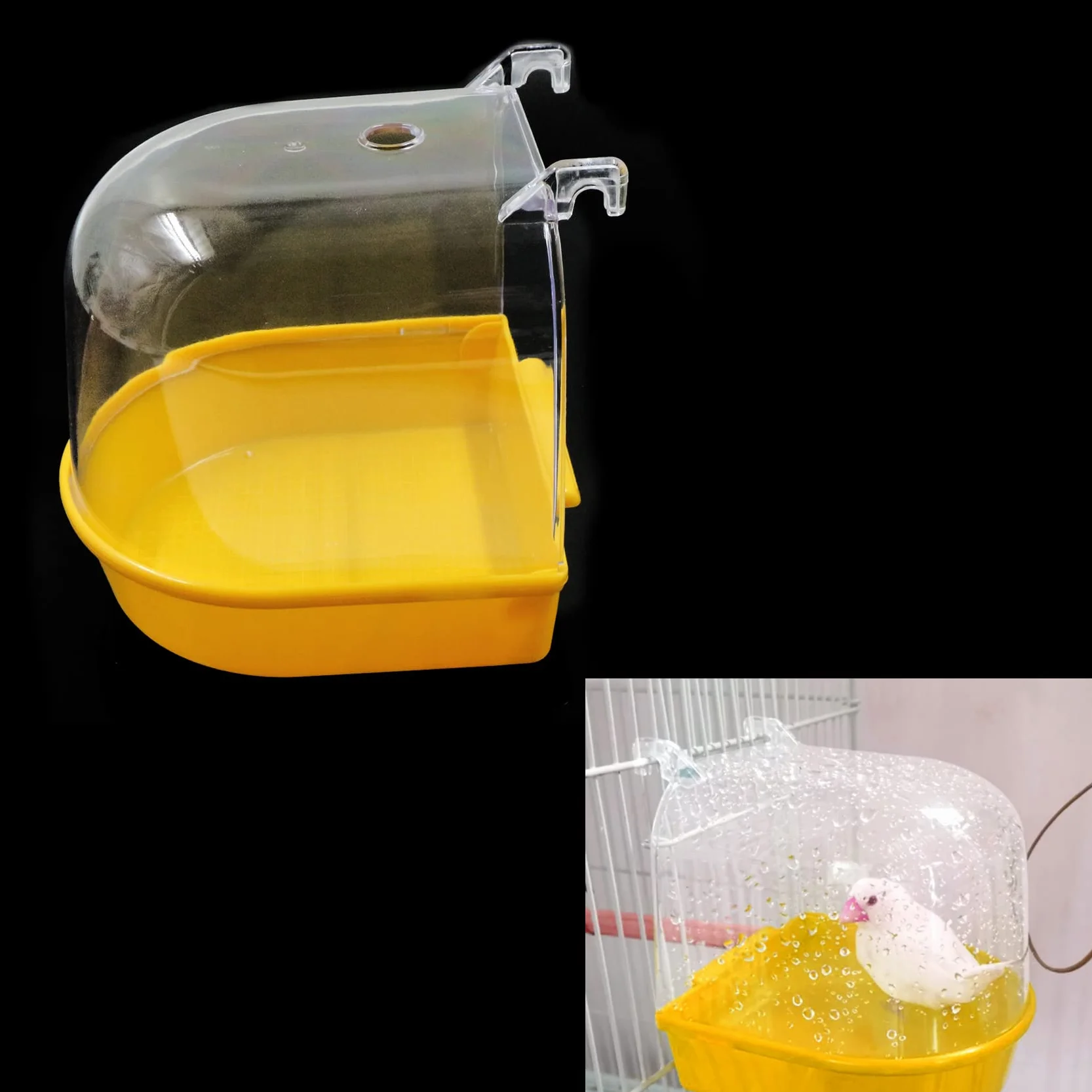 Bagno per Uccelli Vasca Scatola Sospesa con Ganci per Gabbia Pappagalli Canarini 1 Pezzo