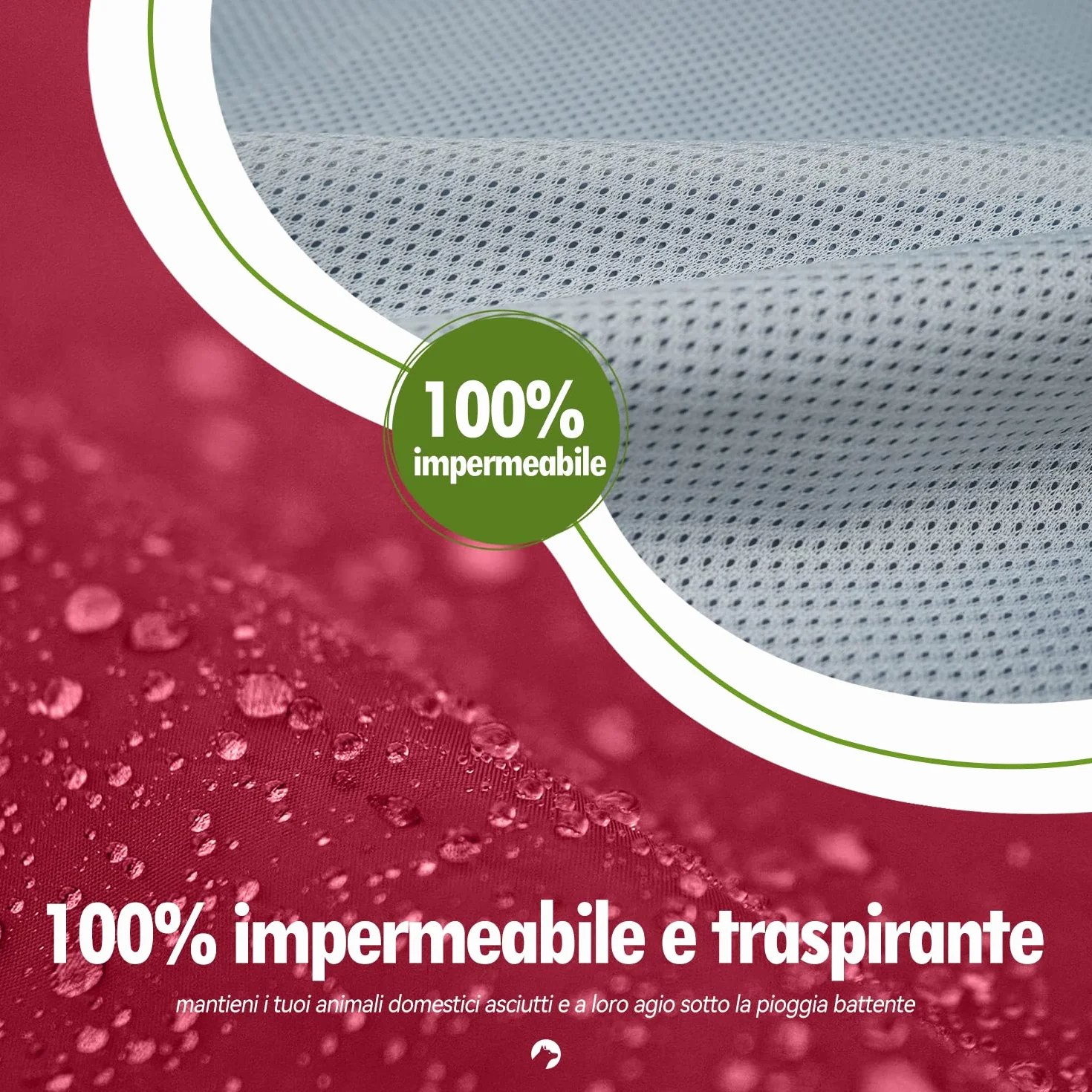 Zellar Impermeabile per Cani con Cappuccio e Strisce Riflettenti, Taglia Media Large Rosso