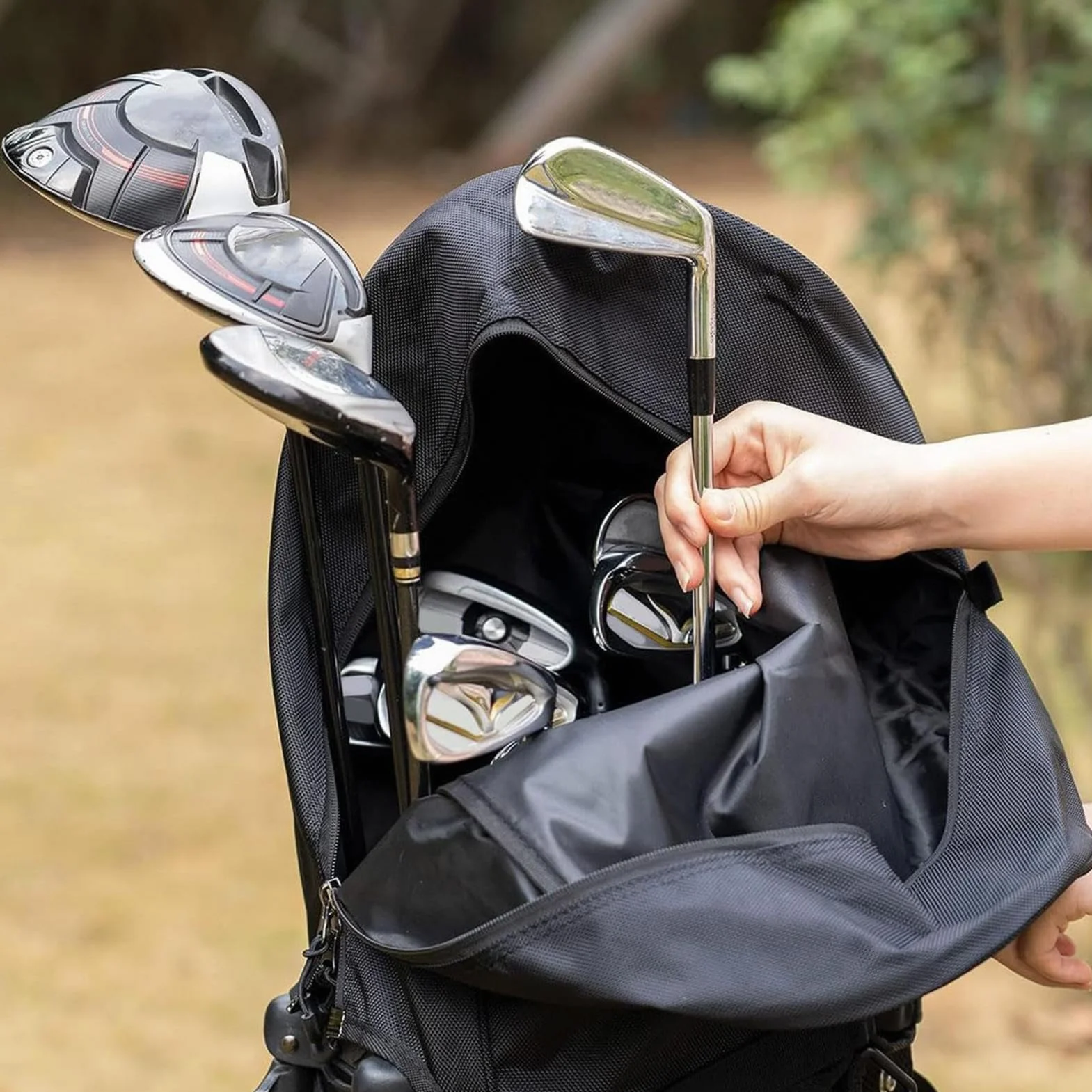 Cappuccio antipioggia impermeabile per sacca da golf carrello da trasporto