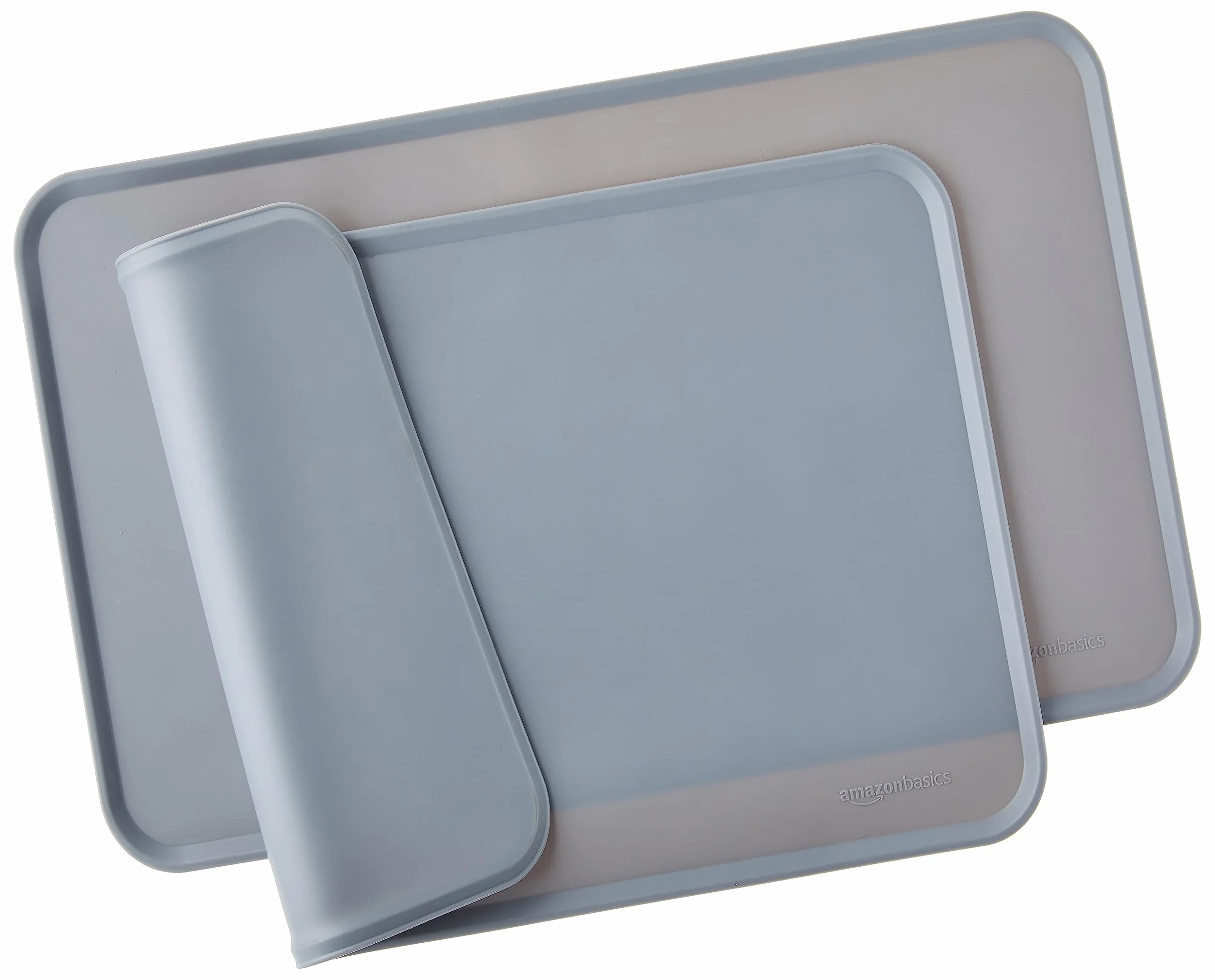 Amazon Basics tappetino sottociotola per animali domestici, impermeabile, in silicone - 47 x 29 cm, Grigio (confezione da 2), Tinta unita