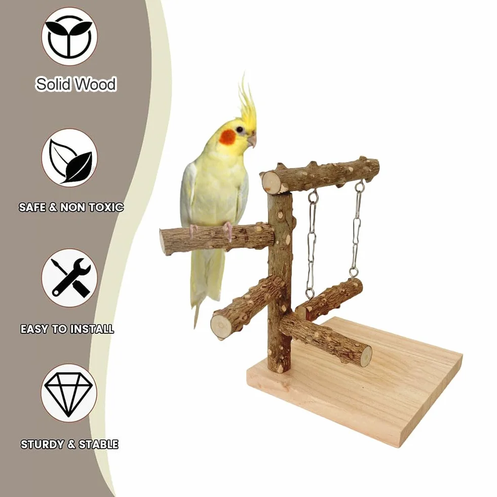 Parco Giochi Pappagallo Posatoi per Uccelli Supporto da Tavolo