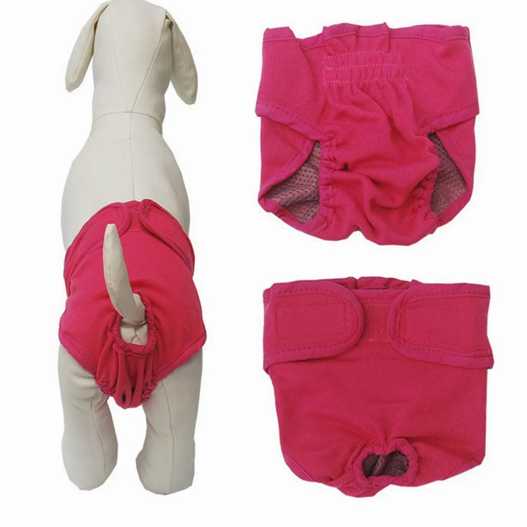 Pantaloni per Pannolini Lavabili Riutilizzabili per Pannolini per L'igiene del Cucciolo di Cane Femmina,Pink,S
