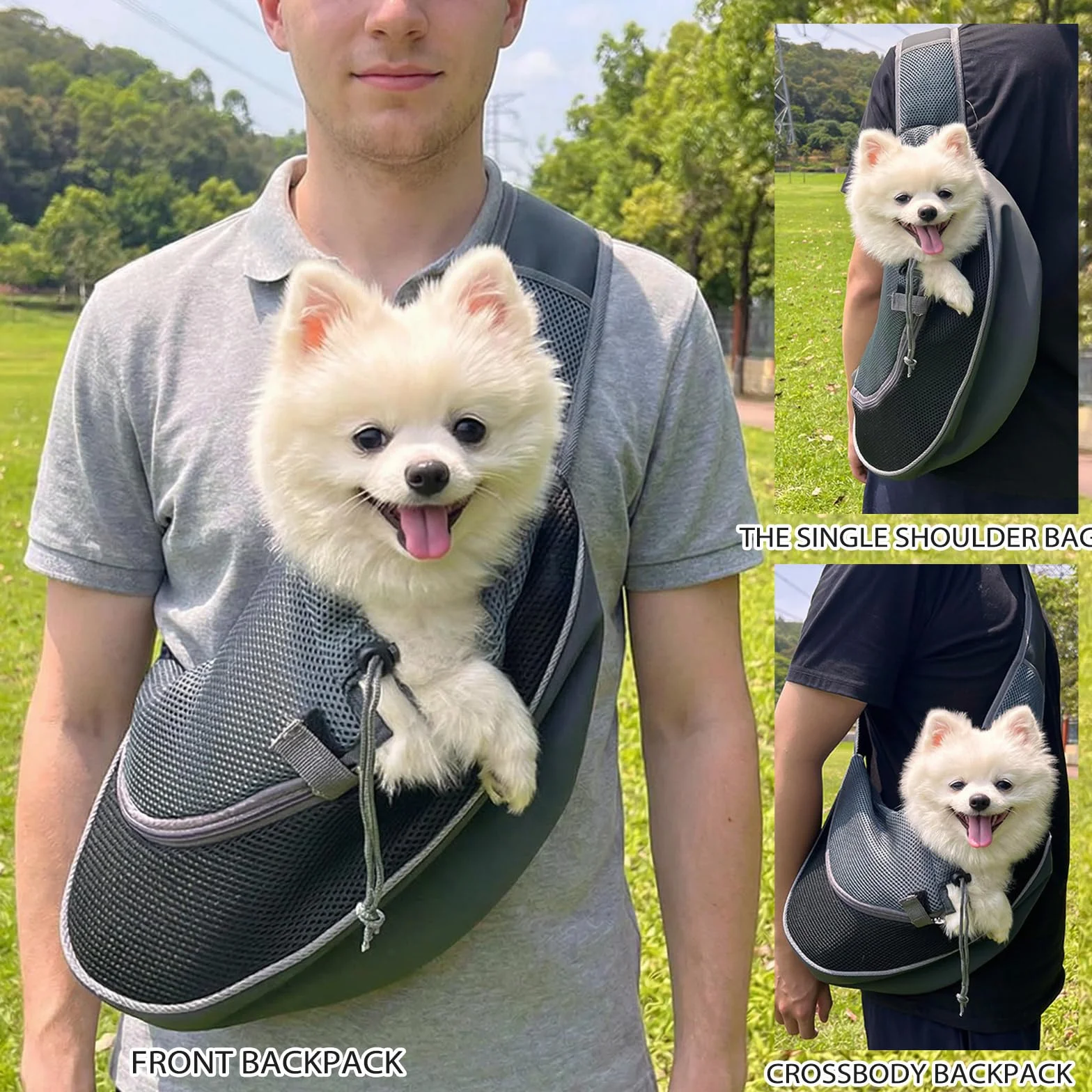 Borsa da Viaggio per Cani, Trasportino Regolabile, Marsupio Trasporto Cane, Nero