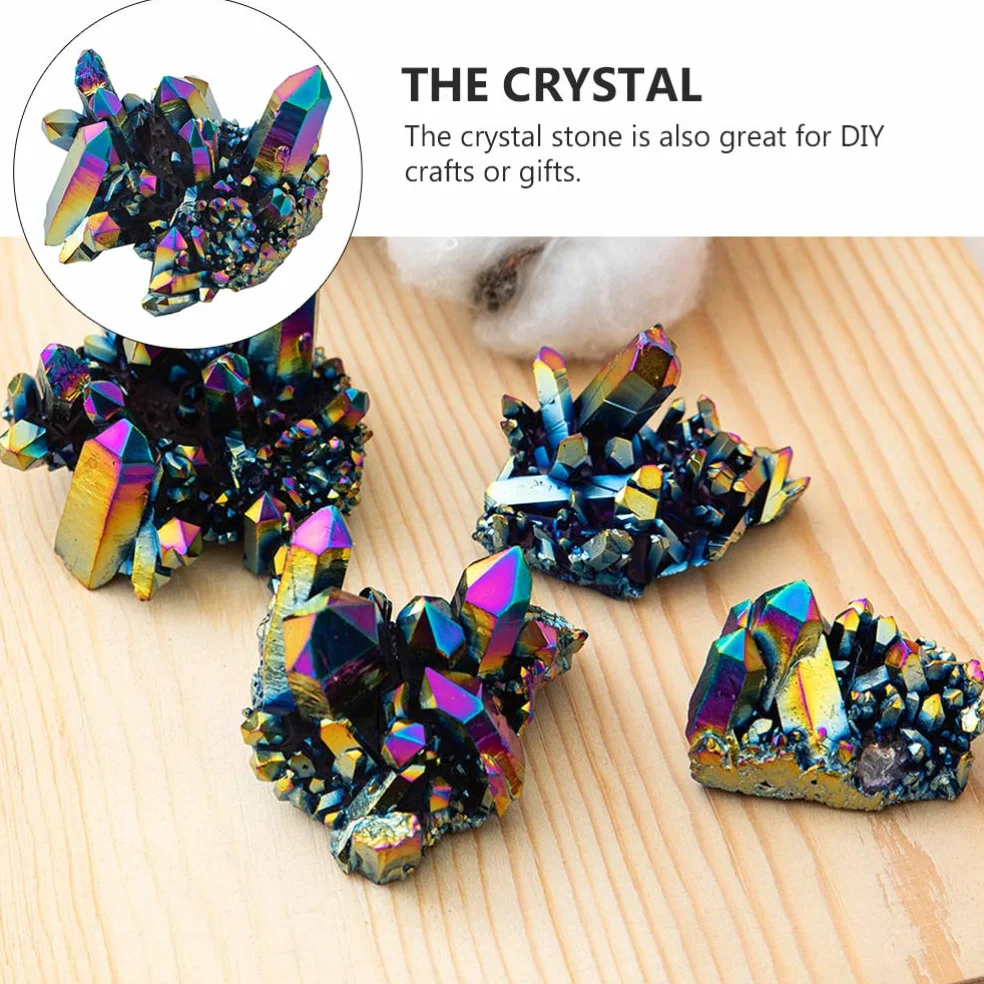 EXCEART Grappolo di cristallo arcobaleno naturale, 2 pezzi, decorazione per la casa, feng shui, acquario, artigianato e regali 4,5 x 3,5 x 3 cm