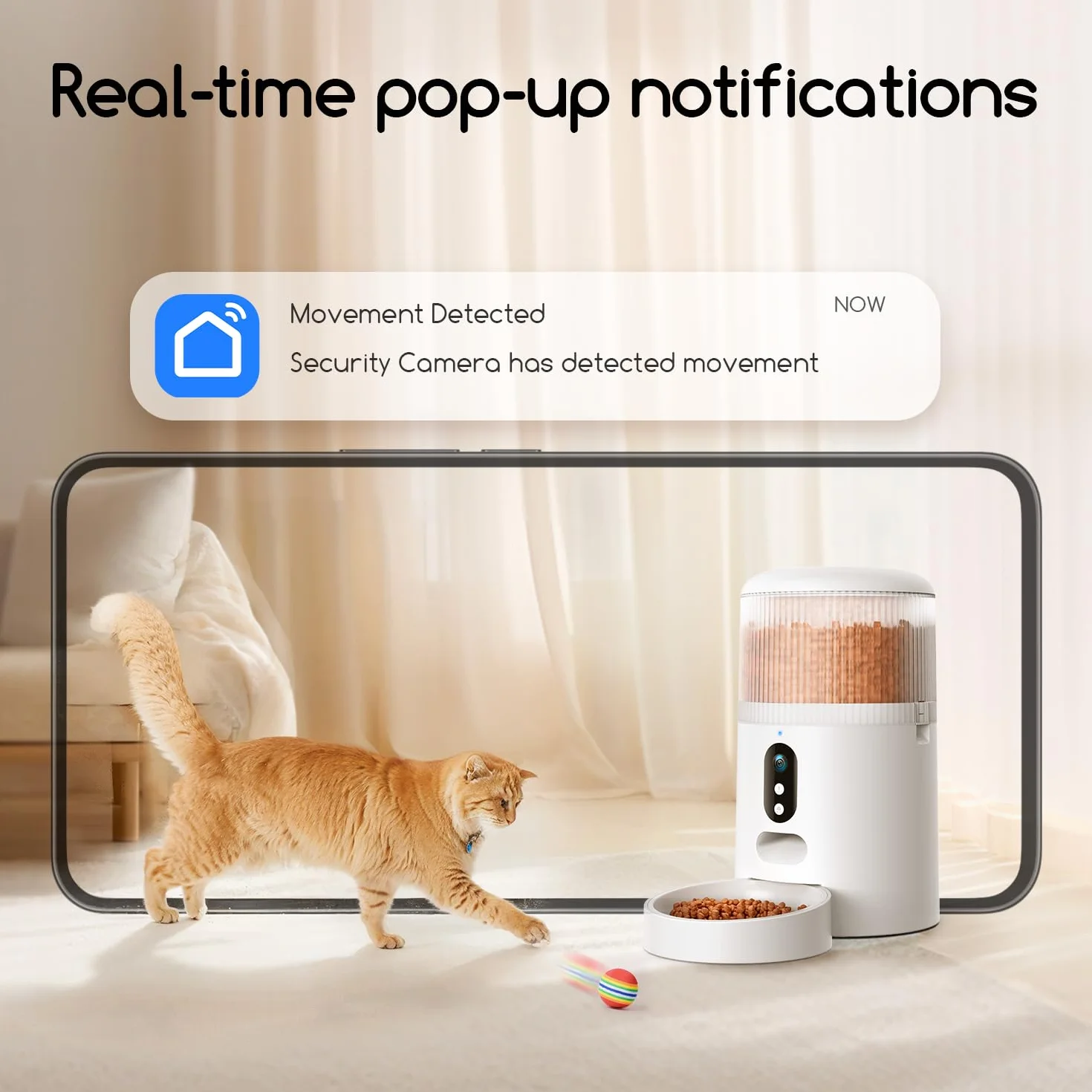 Faroro Dispenser Automatico Cibo Gatti WiFi, 3MP HD Telecamera con Visione Notturna, 4L Dispenser Cibo Gatti/Cani con Audio Bidirezionale, Controllo APP, Rilevamento Movimento e Doppia Alimentazione