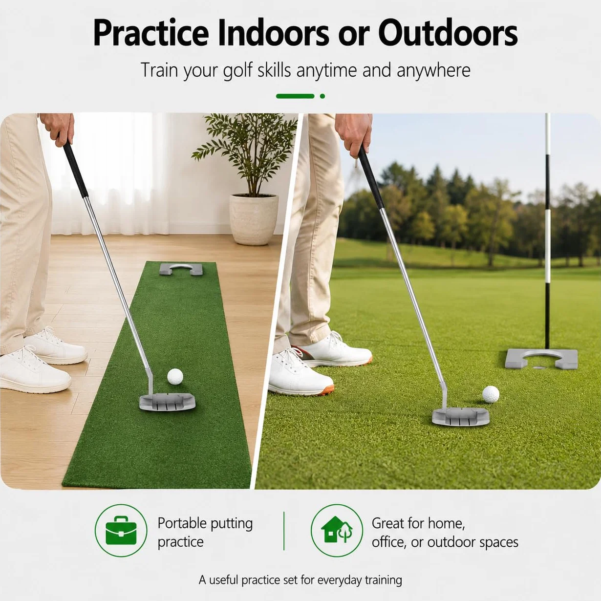 Mazza da Golf in Lega di Alluminio Staccabile, Putter per Golfisti Destri, Set Golf da Ufficio con Palline e Sacca, per Allenamento Indoor o Outdoor