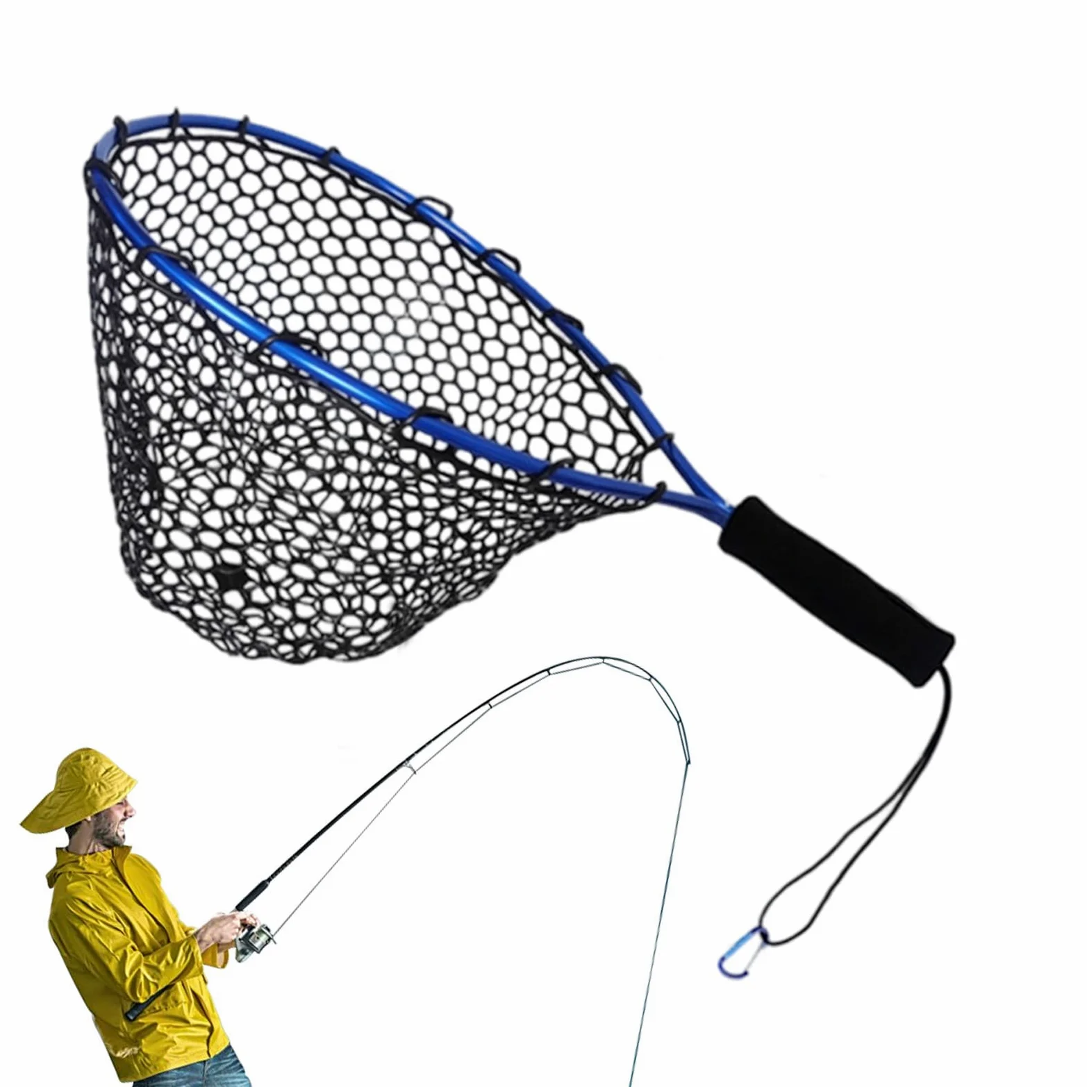 Reti da pesca multifunzione con manico, rete da pesca per gamberetti, per spiaggia, kayak, stagno, sopravvivenza, ruscello, montagna, acquari