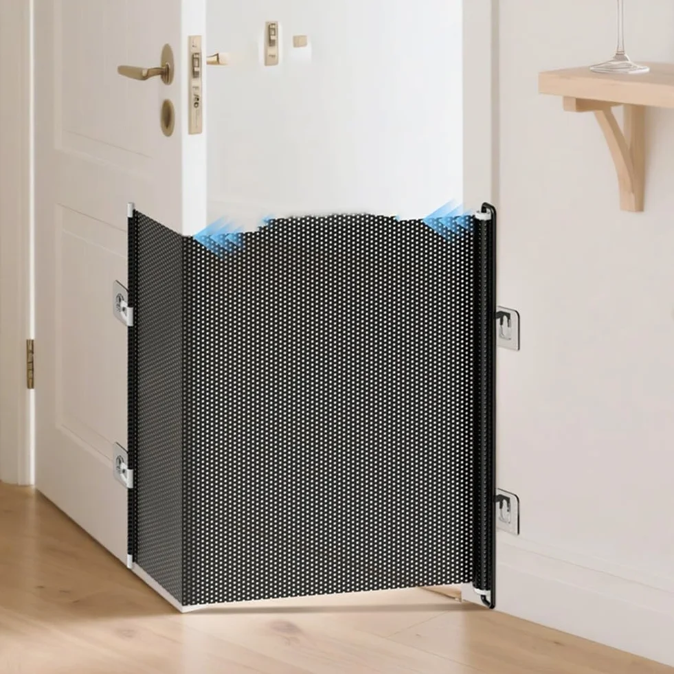 Cancello retrattile per animali domestici 85x140 cm doppio gancio per gatti e cani piccola taglia