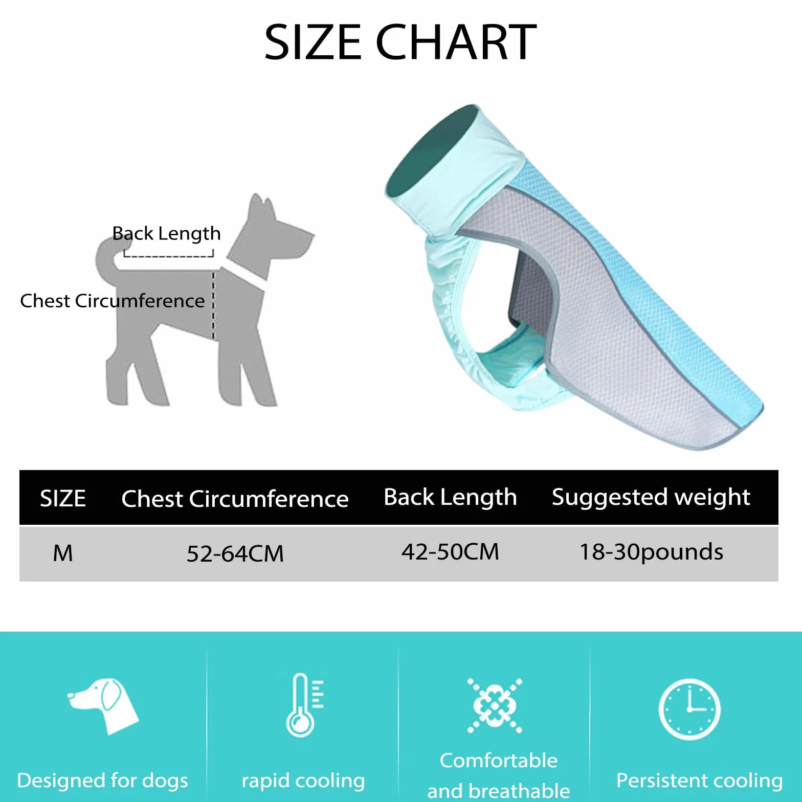Gilet Rinfrescante per Cani, Giacca di Raffreddamento Traspirante, Protezione Solare UV Cappotto Rinfrescante Cane Attività Esterne (M)