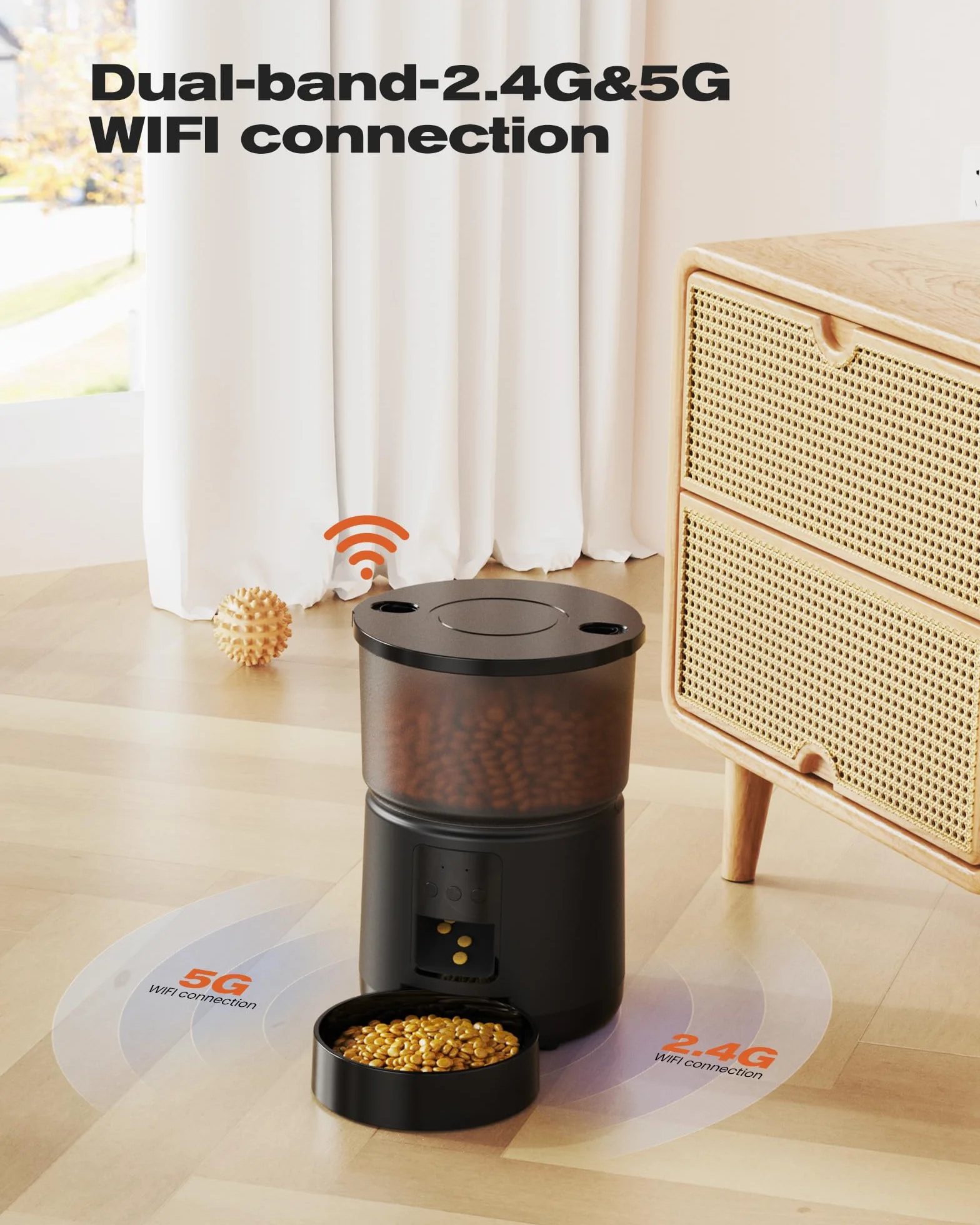 SOOFPET Distributore Automatico Cibo Gatti - 5G/2.4G WiFi Dispenser - Distributore Cibo Gatti Collegare APP - Alimentazione a Distanza - 10 Pasti al Giorno - Doppia Alimentazione - 3L Bianco