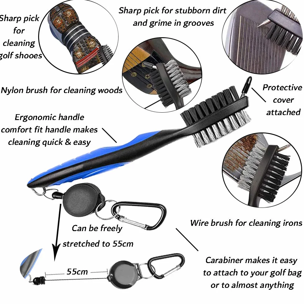 Kit Accessori Golf Spazzola Asciugamano Strumento Riparazione Marcatore Palline
