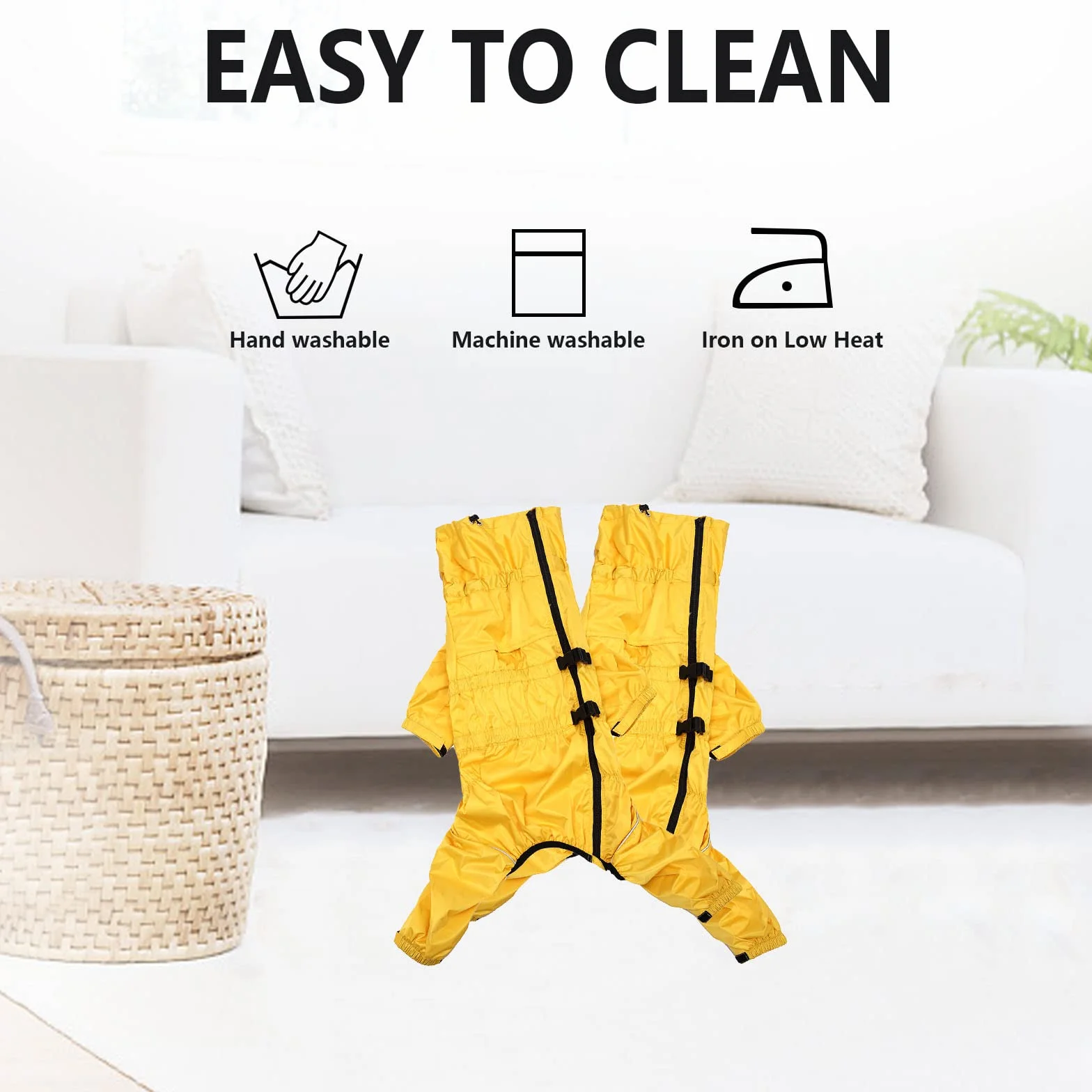 Geyecete - 1/2 zampe pantaloni tuta impermeabile per cani, 4 gambe riflettente pioggia impermeabile Gear per cani, Con cerniera e fibbia, per cuccioli piccolo e medio-Giallo-XXXL