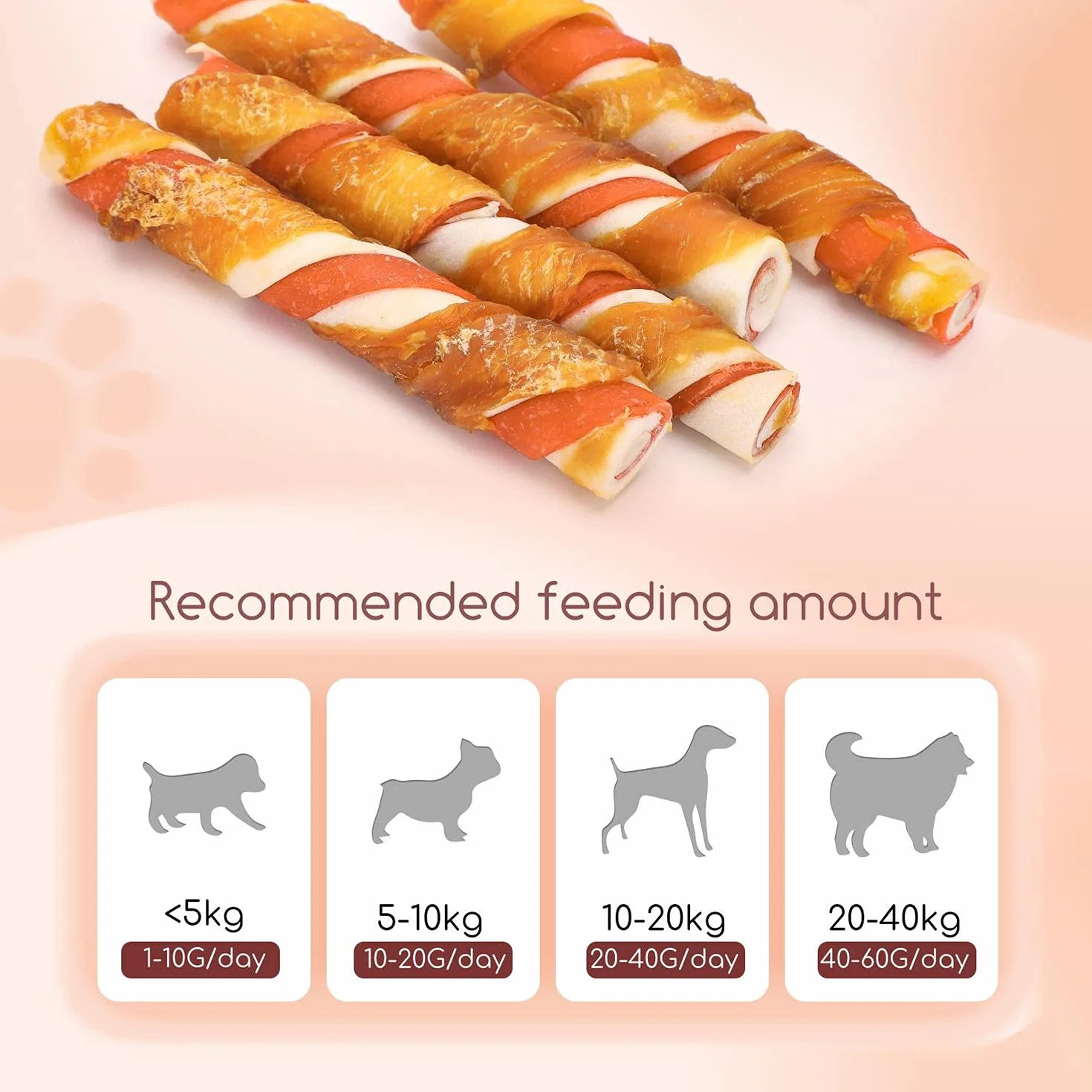 Nobleza - Snack Naturale per Cani, Bastoncini Masticabili con Carne di Pollo e Pelle Grezza, Snack per Cuccioli di Cane, L12.5 cm, 6 confezioni x 120 g