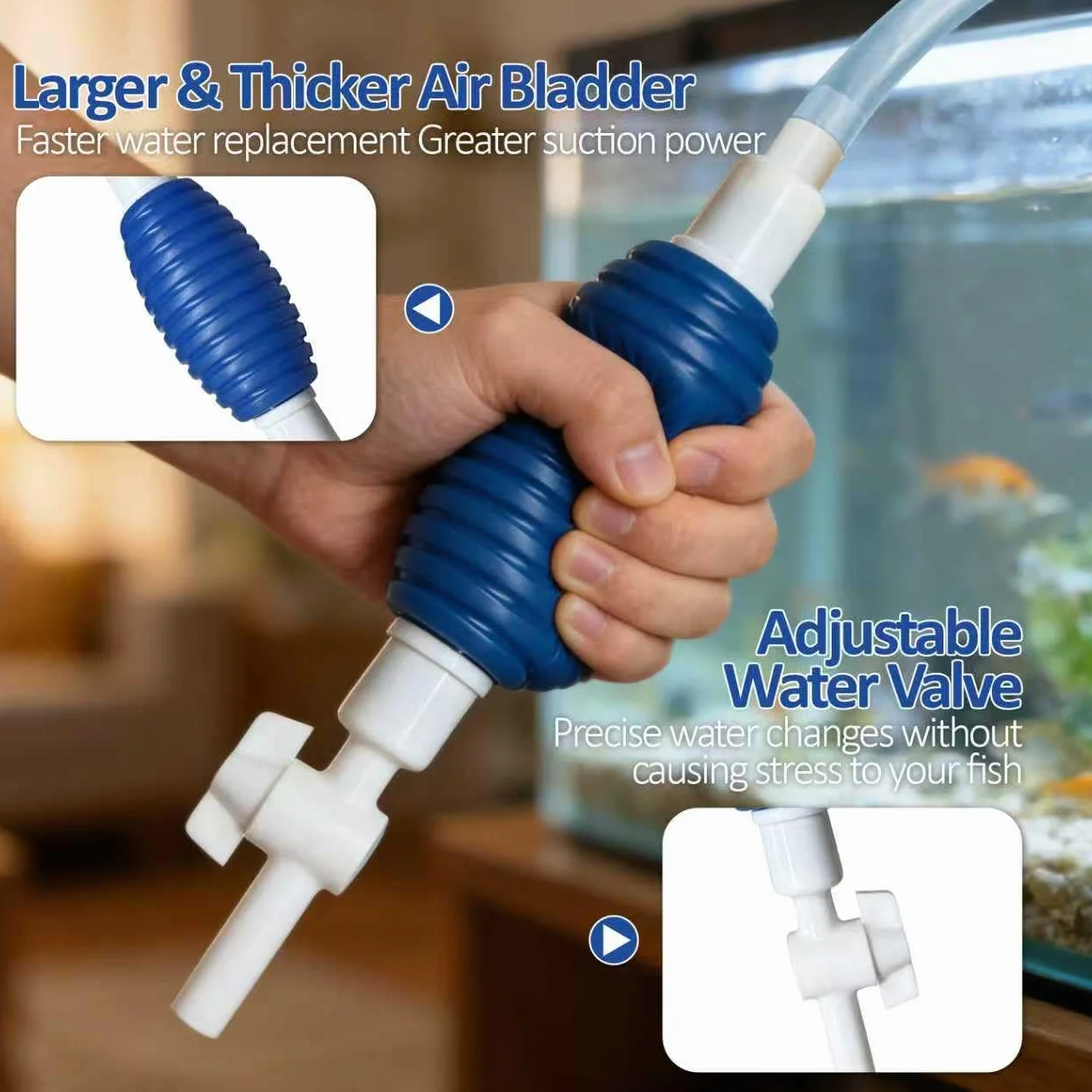 TZEKING Sifone Acquario,1.7m Aquarium-Syphon-Kiesreiniger mit Handpumpe,Scambiatore d'Acqua dell'acquario,Aspiratore per acquari,per Cambio Acqua,Lavaggio della Sabbia