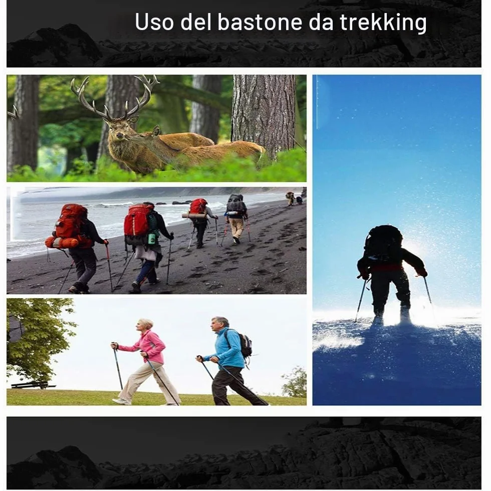 Bastone da passeggio pieghevole in sughero, antiscivolo, anti-urto per trekking e alpinismo