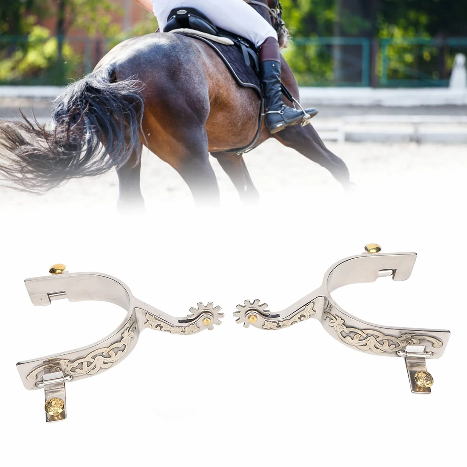 Focket Speroni Western da Cowboy, 2 Pezzi Speroni da Cavallo in Acciaio Inossidabile Squisito Vintage con Ingranaggio Rotante,Speroni da Stivale Steampunk in Metallo di Ottima Lavorazione