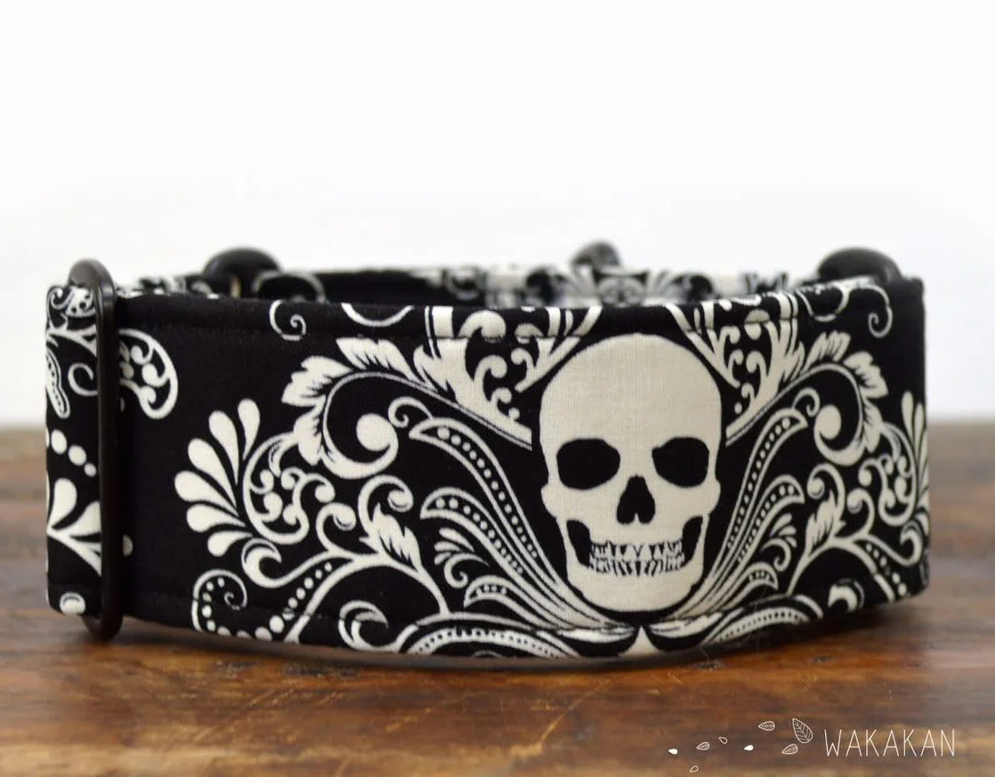 Wakakán Collare per cani martingale Victorian Skull Glow In The Dark
